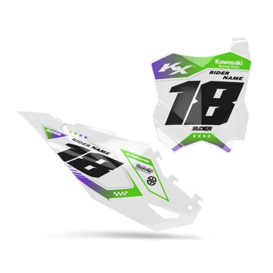 Motorstickerset STICKERSET NUMMERBORDACHTERGRONDEN PERSO KAWASAKI Podium Line
