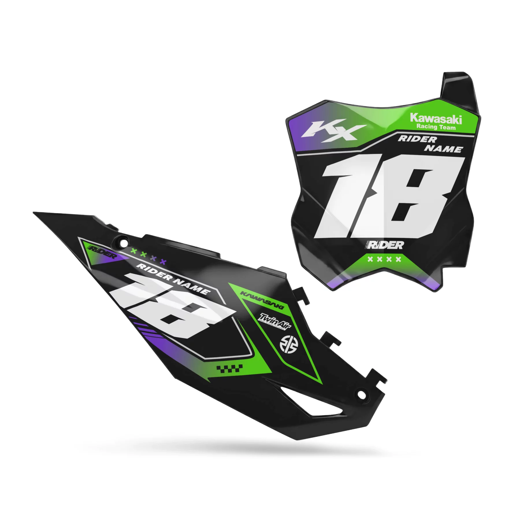 Motorstickerset STICKERSET NUMMERBORDACHTERGRONDEN PERSO KAWASAKI Pro Series