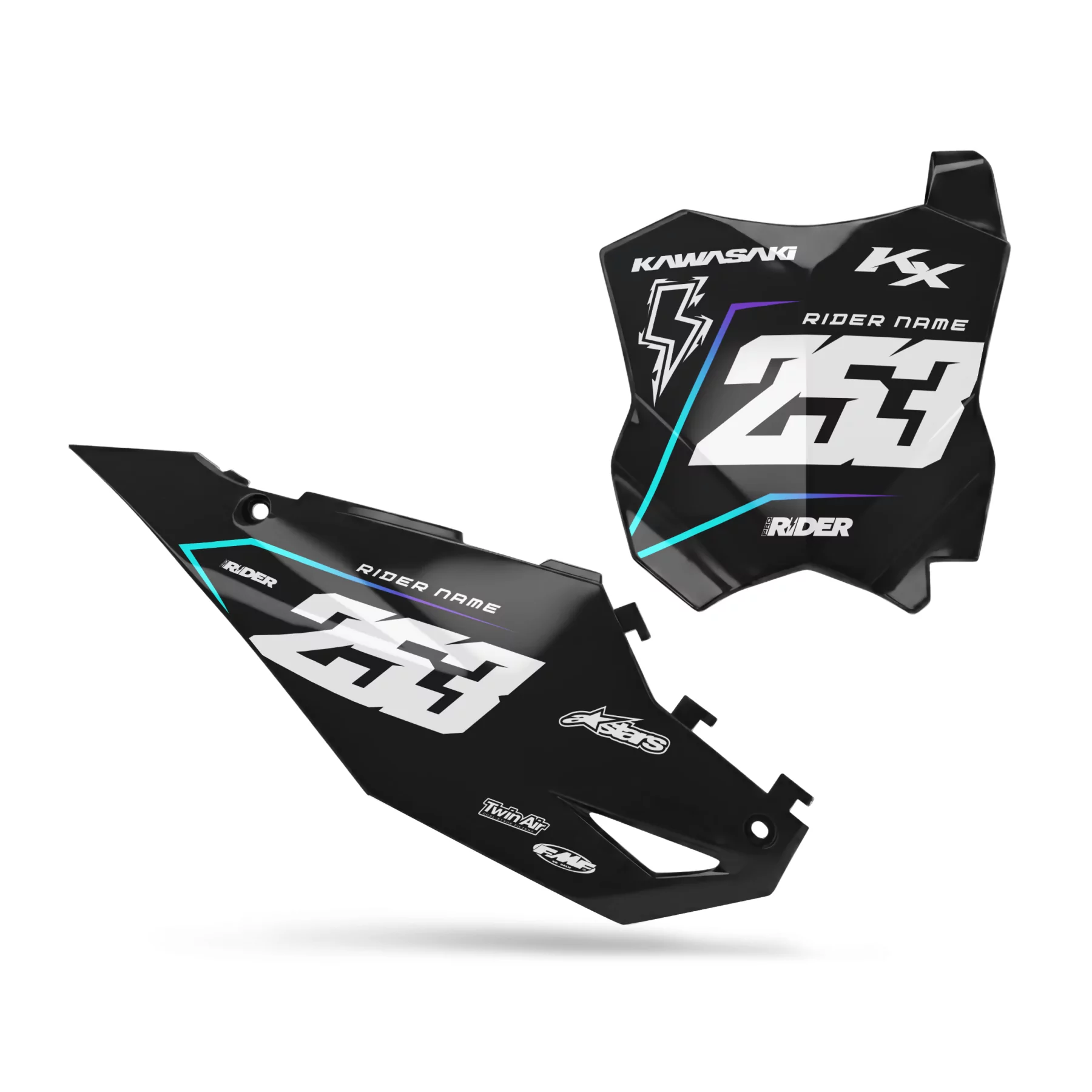 GRAPHICS moto Graphics CUSTOM NUMBER PLATES KAWASAKI Dark Moss