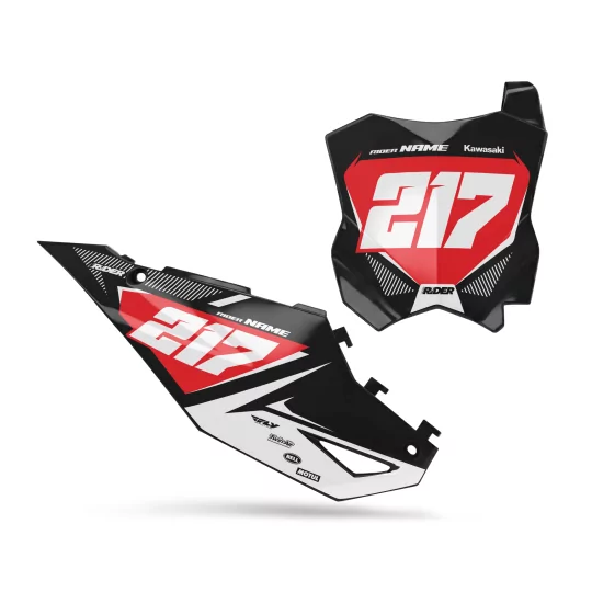 Motorstickerset STICKERSET NUMMERBORDACHTERGRONDEN PERSO KAWASAKI Mud Warrior