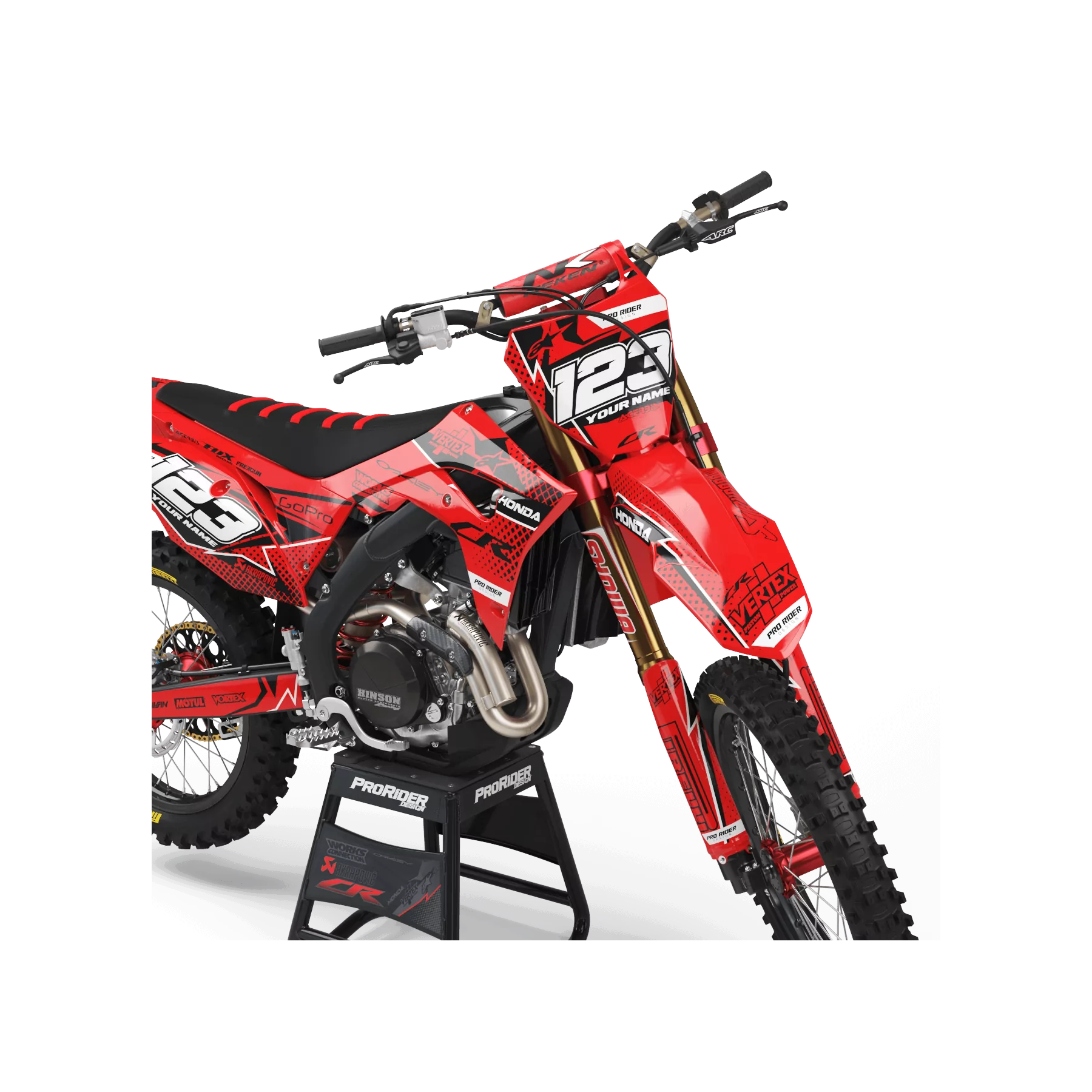 Kit adesivos moto KIT ADESIVOS Motocross HONDA VERTEX ROUGE (REF:PRDA39A4)