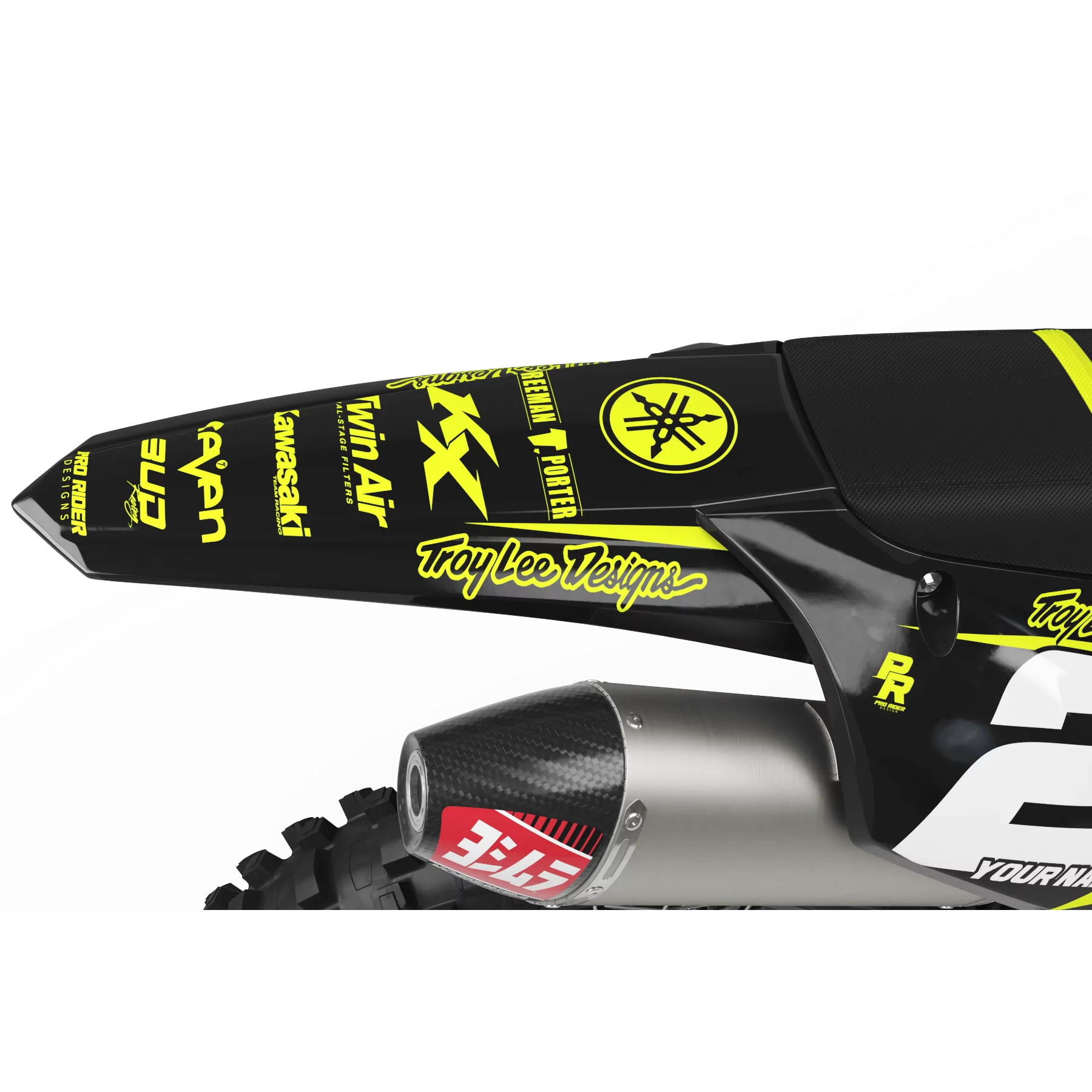 GRAPHICS moto Graphics Motocross KAWASAKI FLUO SEVEN : Beautiful kit for Kawasaki Motocross