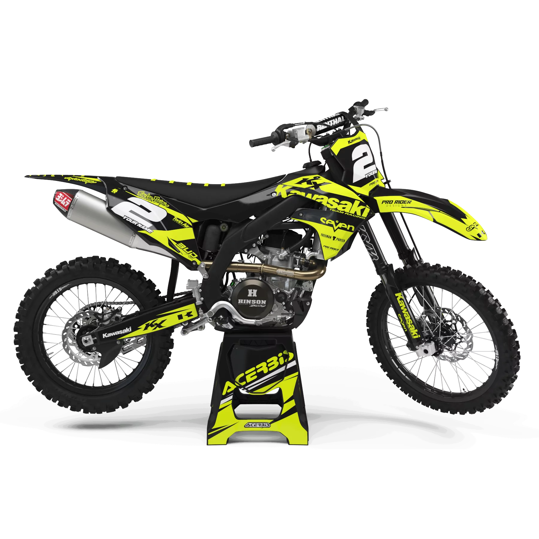KIT ADESIVOS moto KIT ADESIVOS Motocross KAWASAKI FLUO SEVEN : Magnífico kit para os Motocross Kawasaki