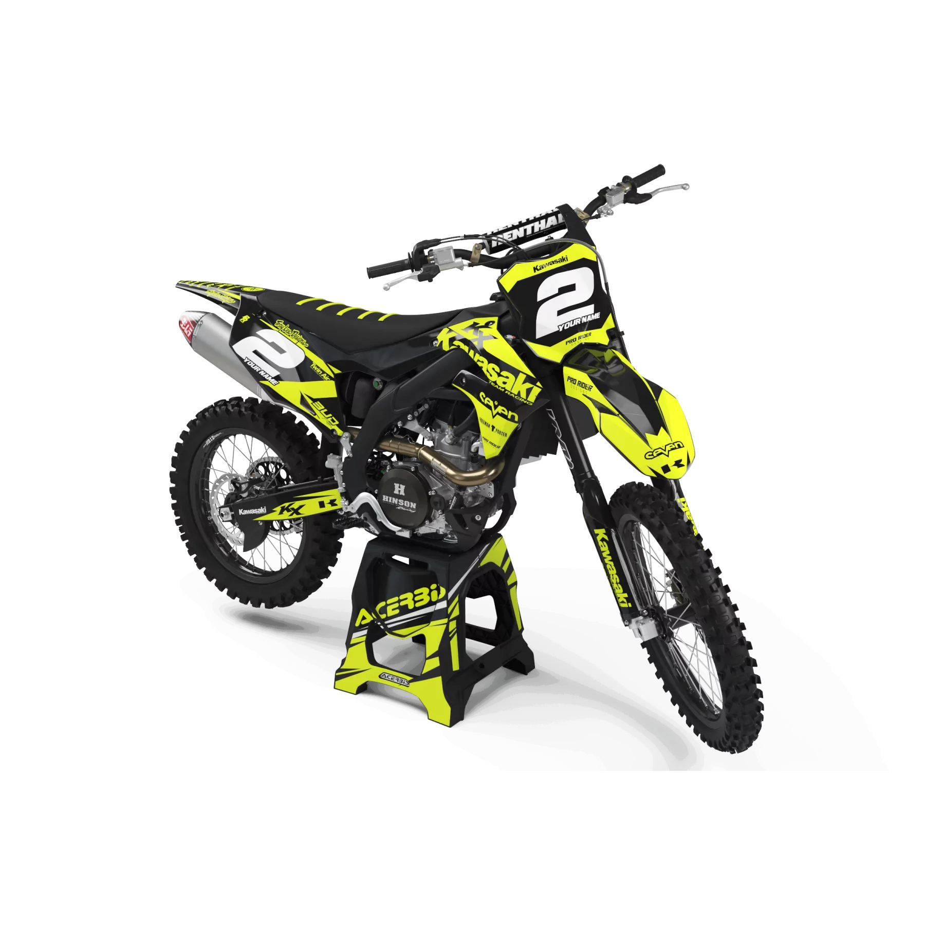 GRAPHICS moto Graphics Motocross KAWASAKI FLUO SEVEN : Beautiful kit for Kawasaki Motocross