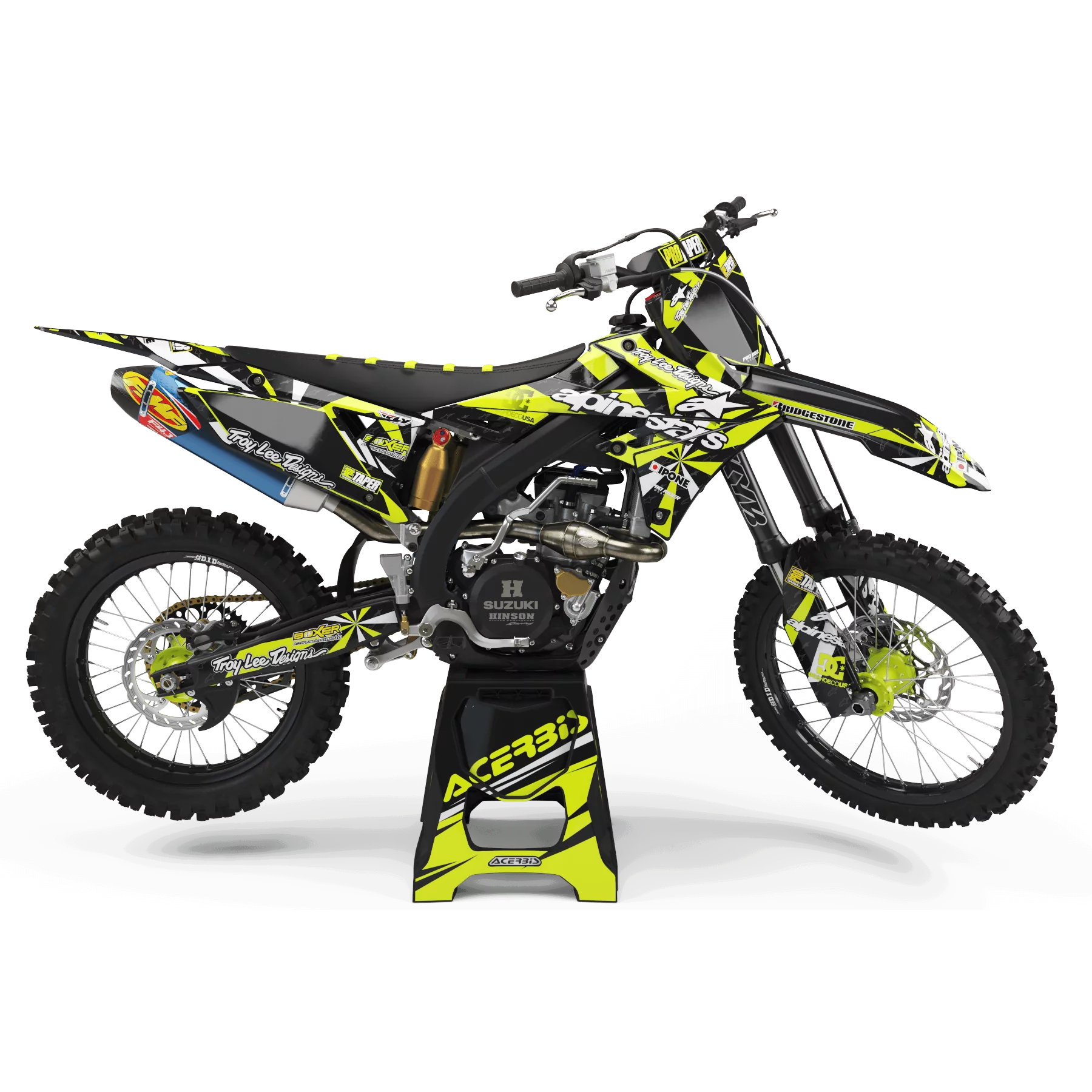 GRAFICHE moto Grafiche Motocross Suzuki FLUO ALPINESTARS : Magnifico kit per le Motocross Suzuki
