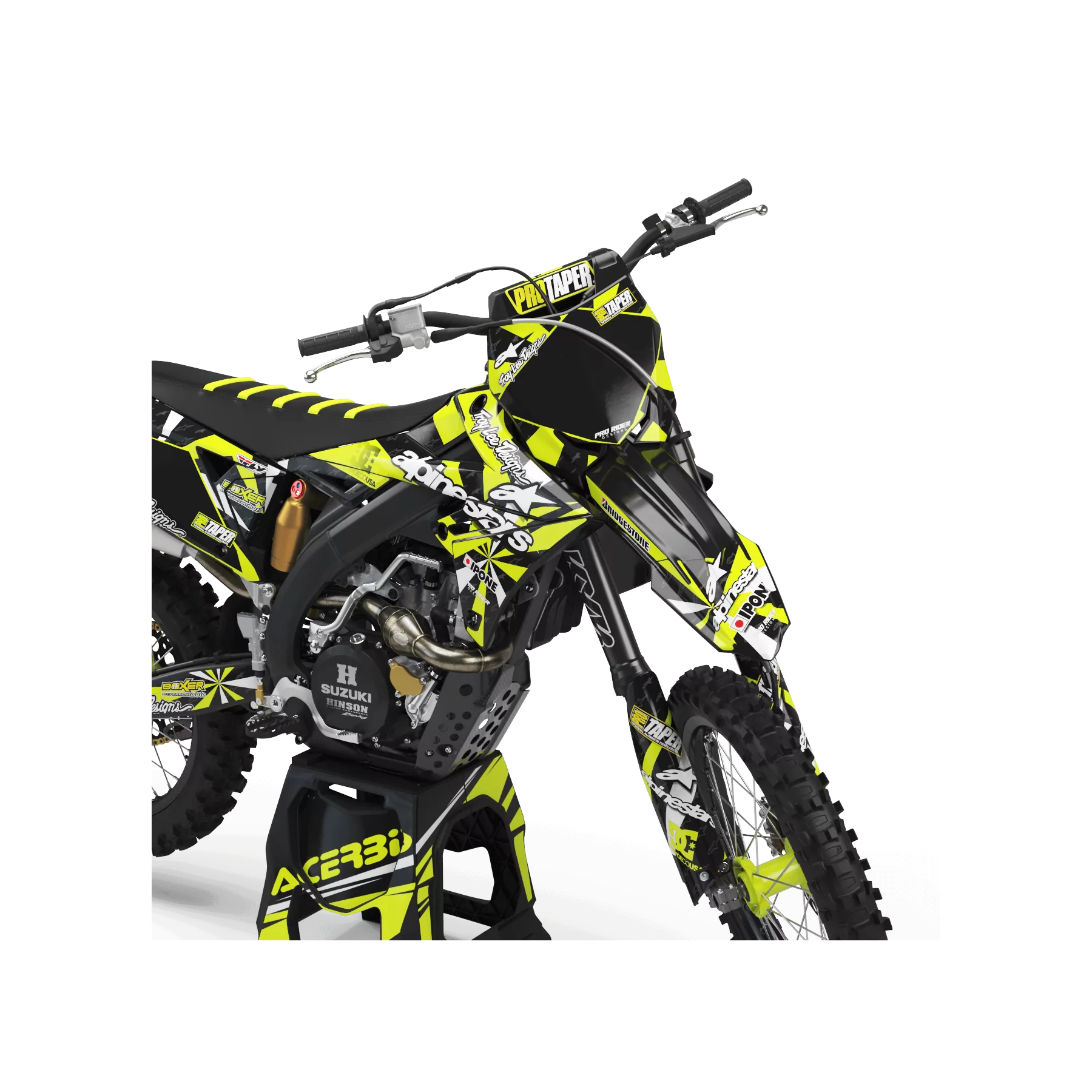GRAPHICS kit moto Graphics Motocross Suzuki FLUO ALPINESTARS : Beautiful kit for Suzuki Motocross