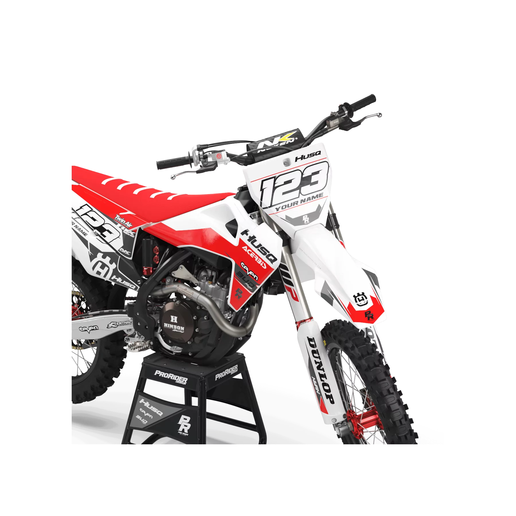 Kit adhesivos moto KIT ADHESIVOS Motocross HUSQVARNA ROUGE BLANC SEVEN : Magnífico kit para los Motocross Husqvarna