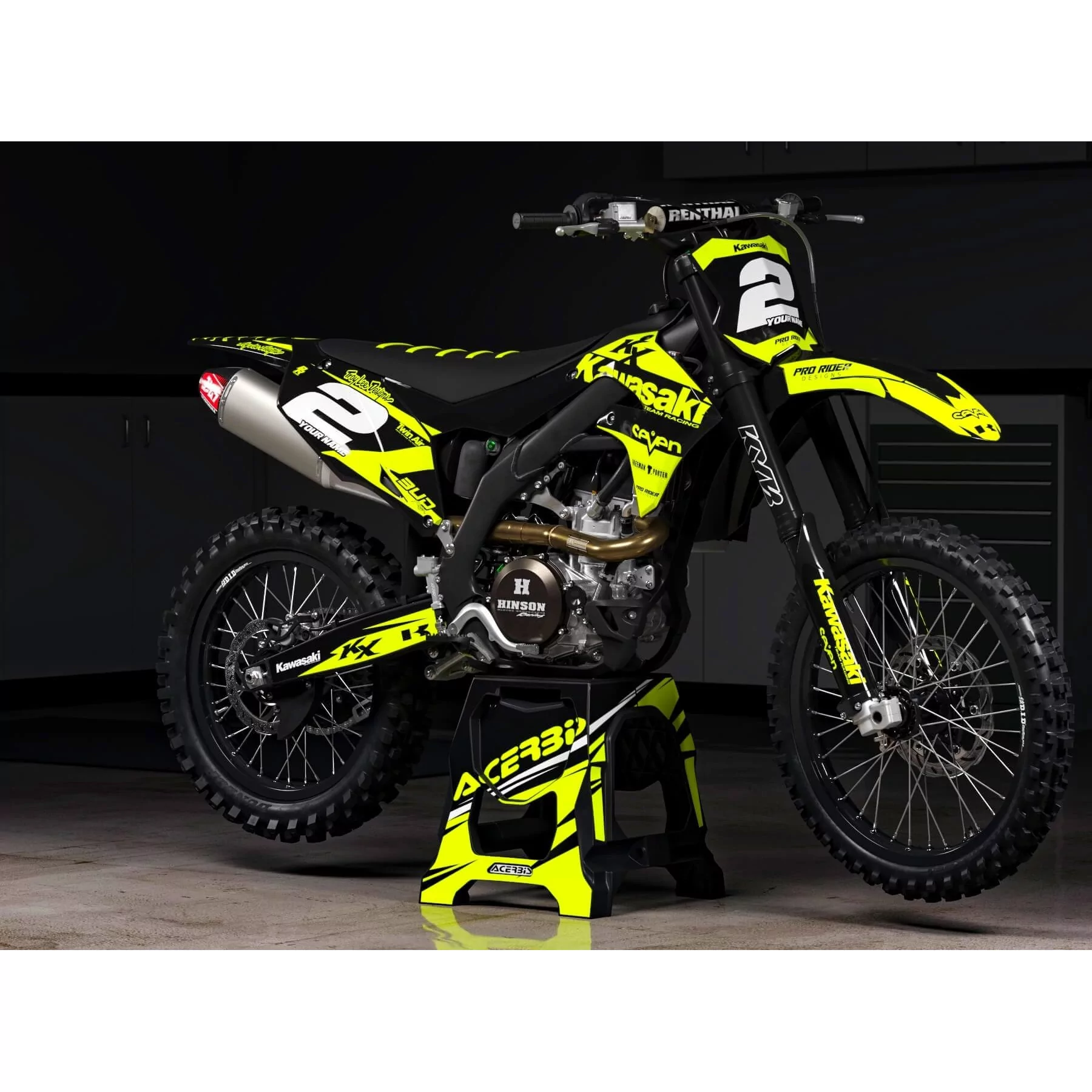 GRAPHICS kit moto Graphics Motocross KAWASAKI FLUO SEVEN : Beautiful kit for Kawasaki Motocross