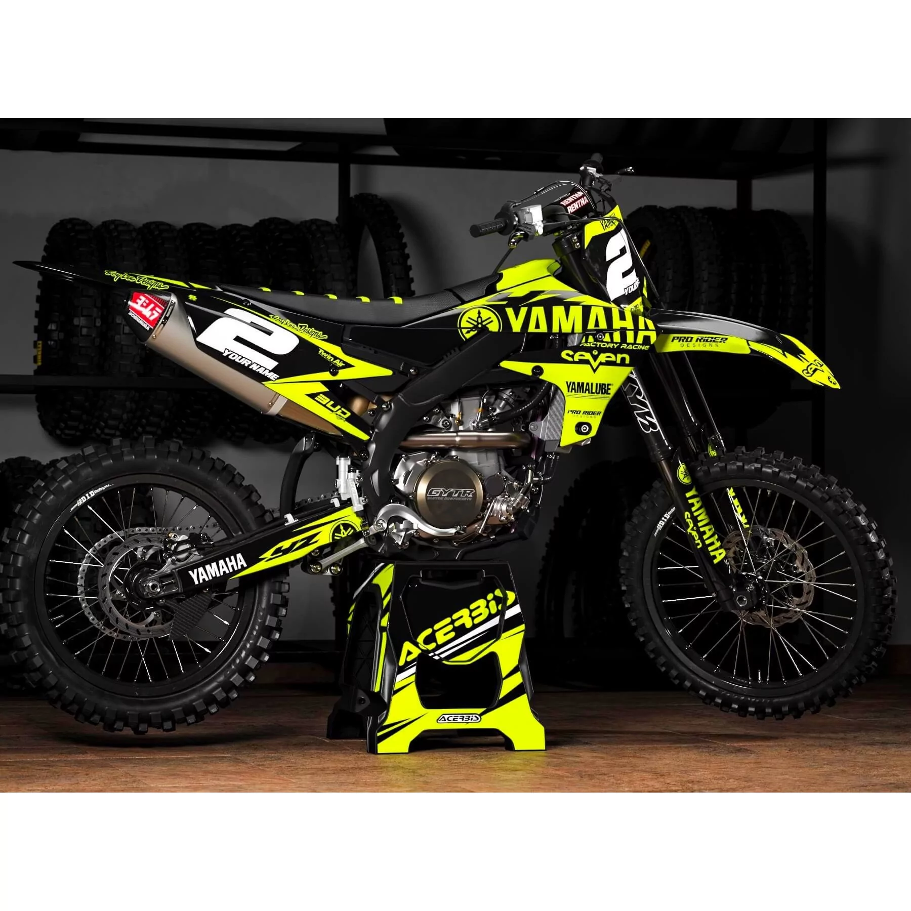 Kit adesivos moto KIT ADESIVOS Motocross YAMAHA FLUO SEVEN : Magnífico kit para as Motocross Yamaha