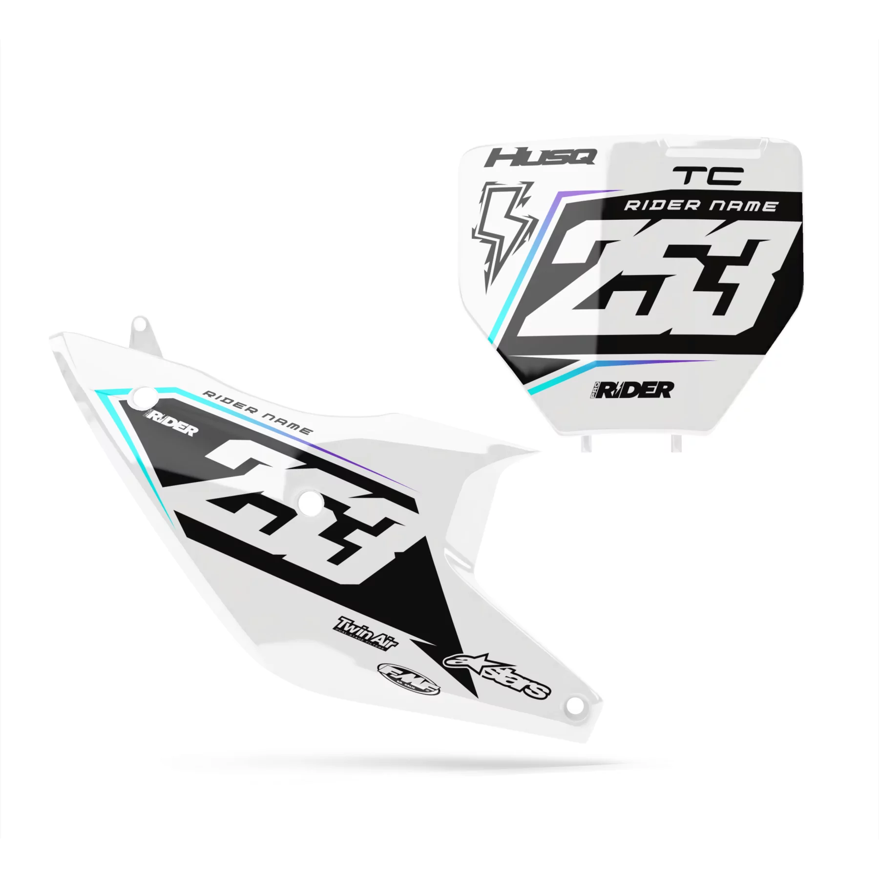 Stickerset moto STICKERSET NUMMERBORDBODEM PERSO HUSQVARNA Apex White