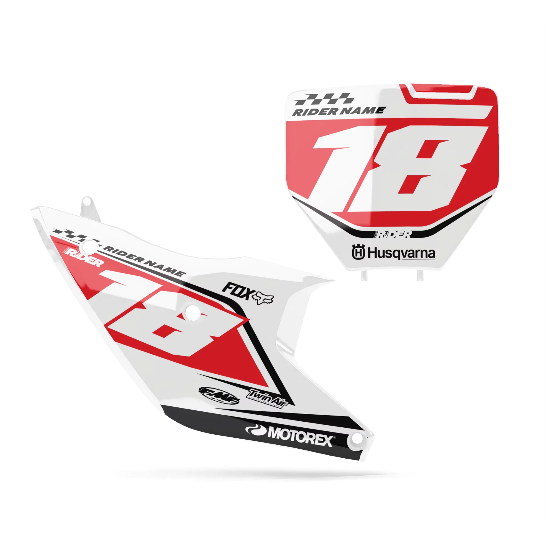 Kit adhesivos moto KIT ADHESIVOS FONDOS DE PLACAS PERSO HUSQVARNA Orizon White Red