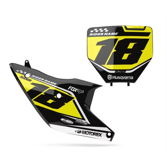 Stickerset moto STICKERSET NUMMERBORDBODEM PERSO HUSQVARNA Orizon Black Yellow