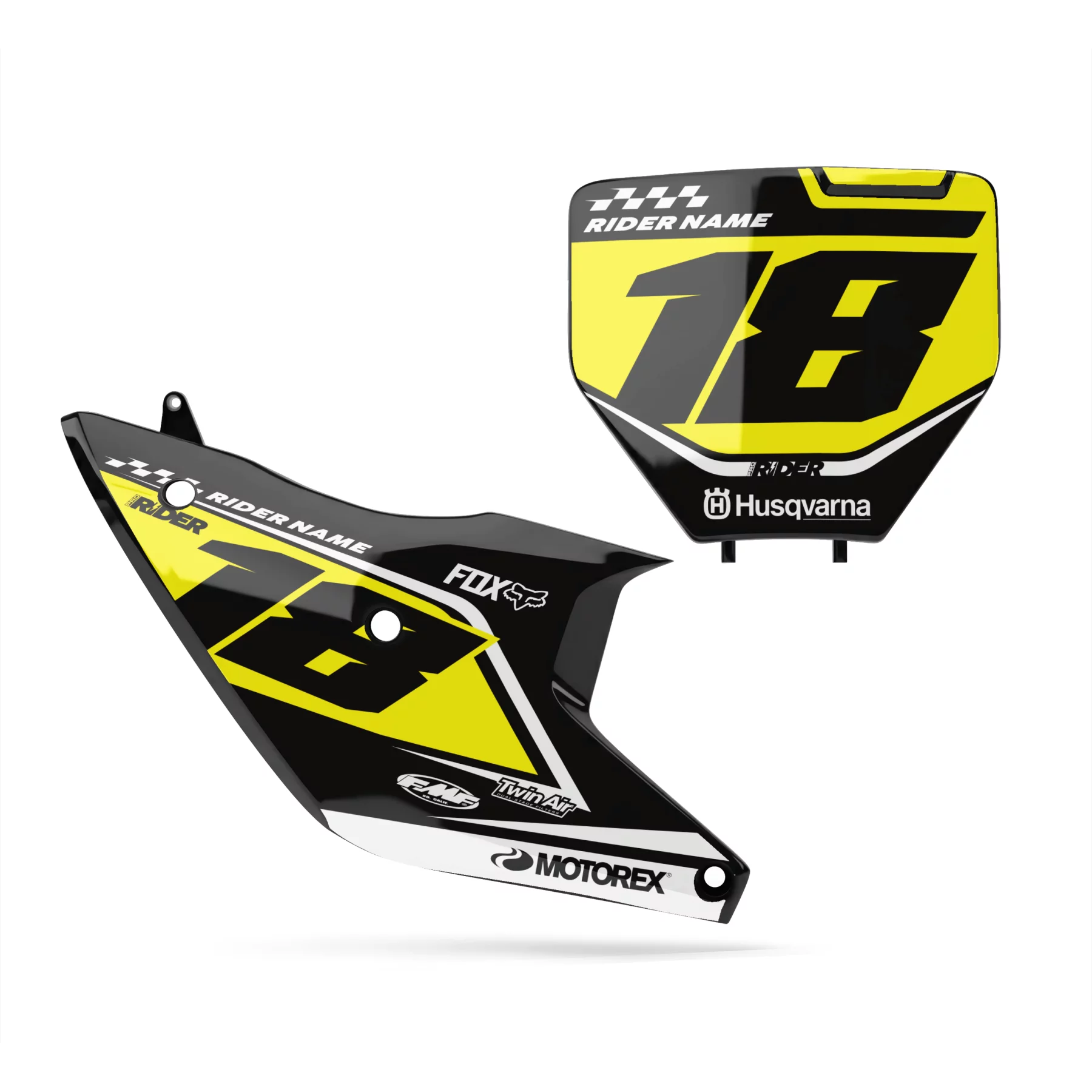 Motorrad-Dekor DEKOR NUMMERNSCHILDER PERSO HUSQVARNA Orizon Black Yellow