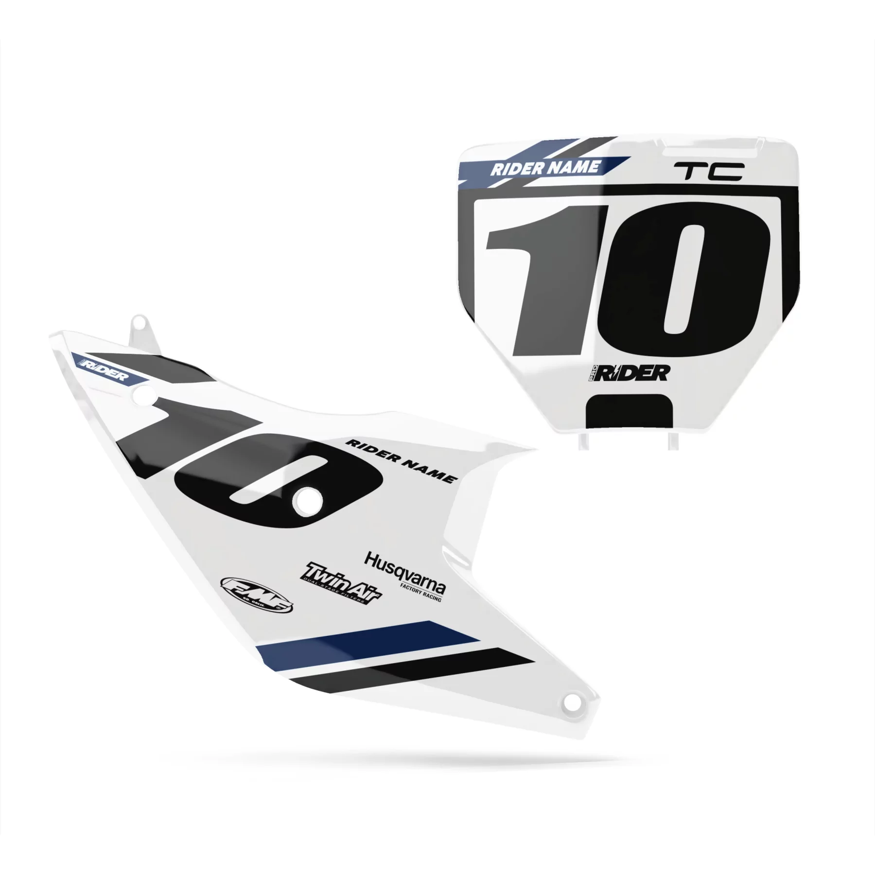 STICKERSET moto Stickerset NUMMERBORDACHTERGRONDEN PERSO HUSQVARNA Ikon White White