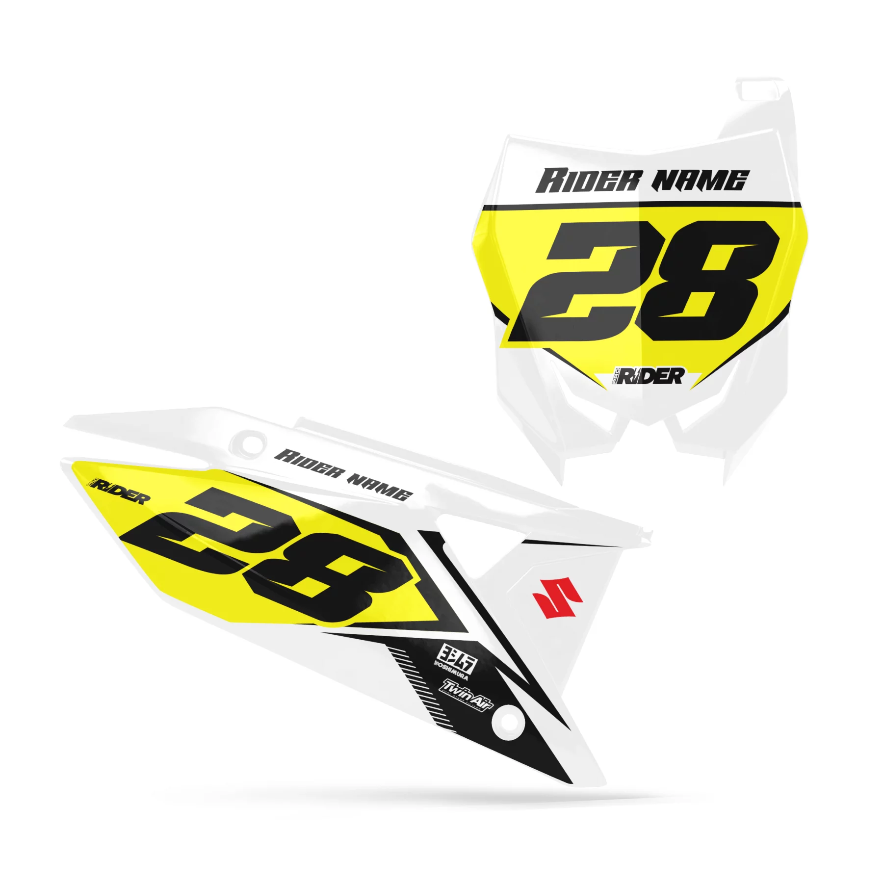 GRAFICHE moto Grafiche SFONDI TARGHE PERSO SUZUKI Rubis White Yellow