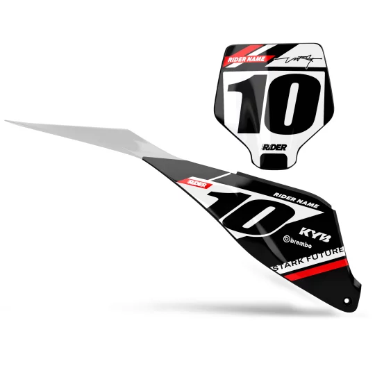 GRAFICHE moto GRAFICHE FONDINI TARGA PERSONALIZZATI STARK FUTURE Flux Black White