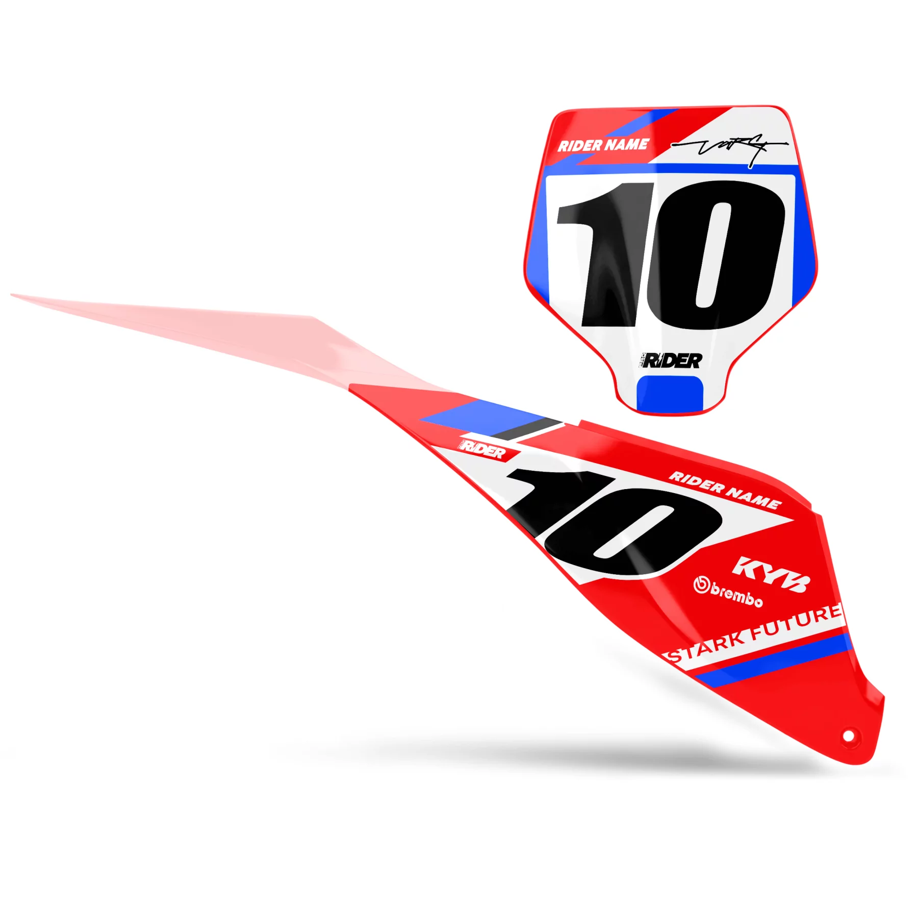 Motorcycle GRAPHICS Graphics CUSTOM NUMBER PLATES STARK FUTURE Flux Red White