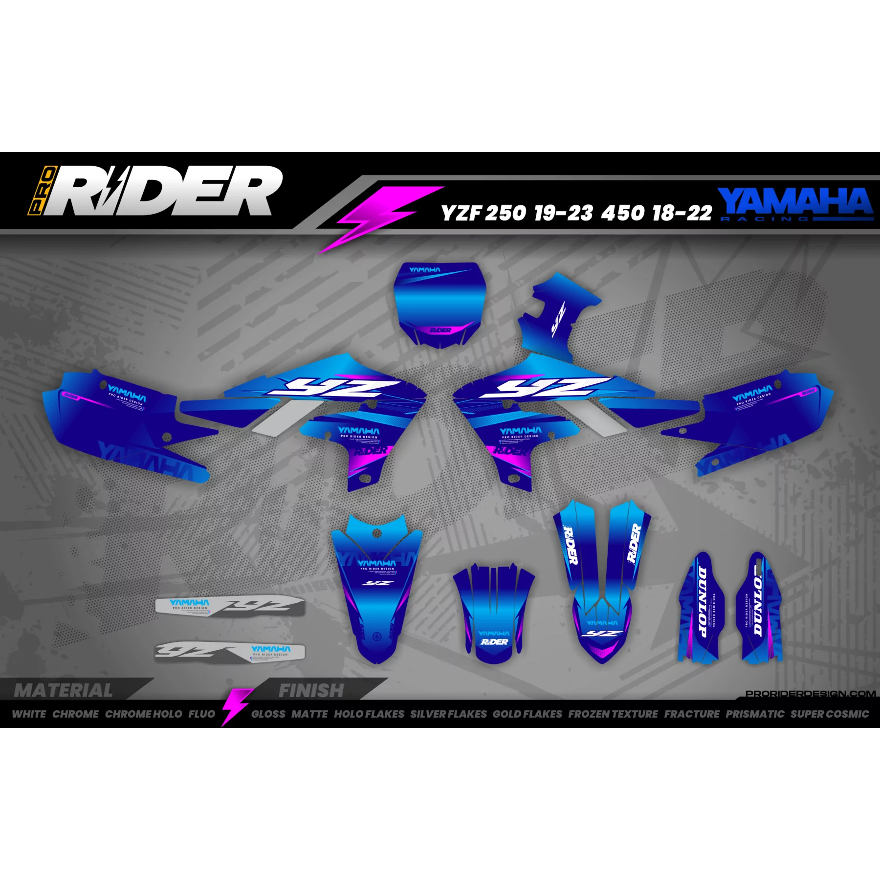 Kit adesivos moto KIT ADESIVOS MOTOCROSS YAMAHA TRUE BLUE