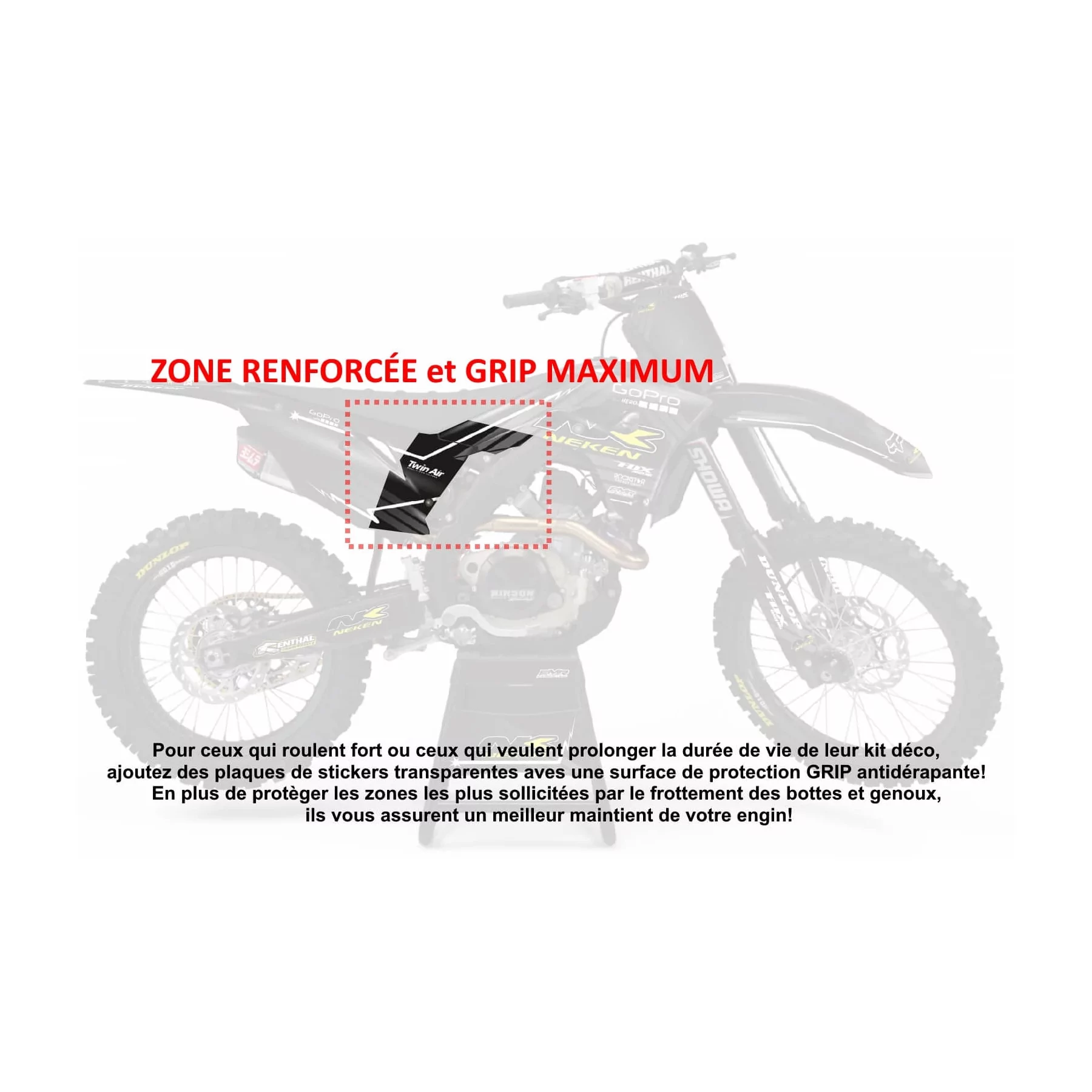 Kit adesivos moto Placas texturizadas transparente - GRIP ZONE