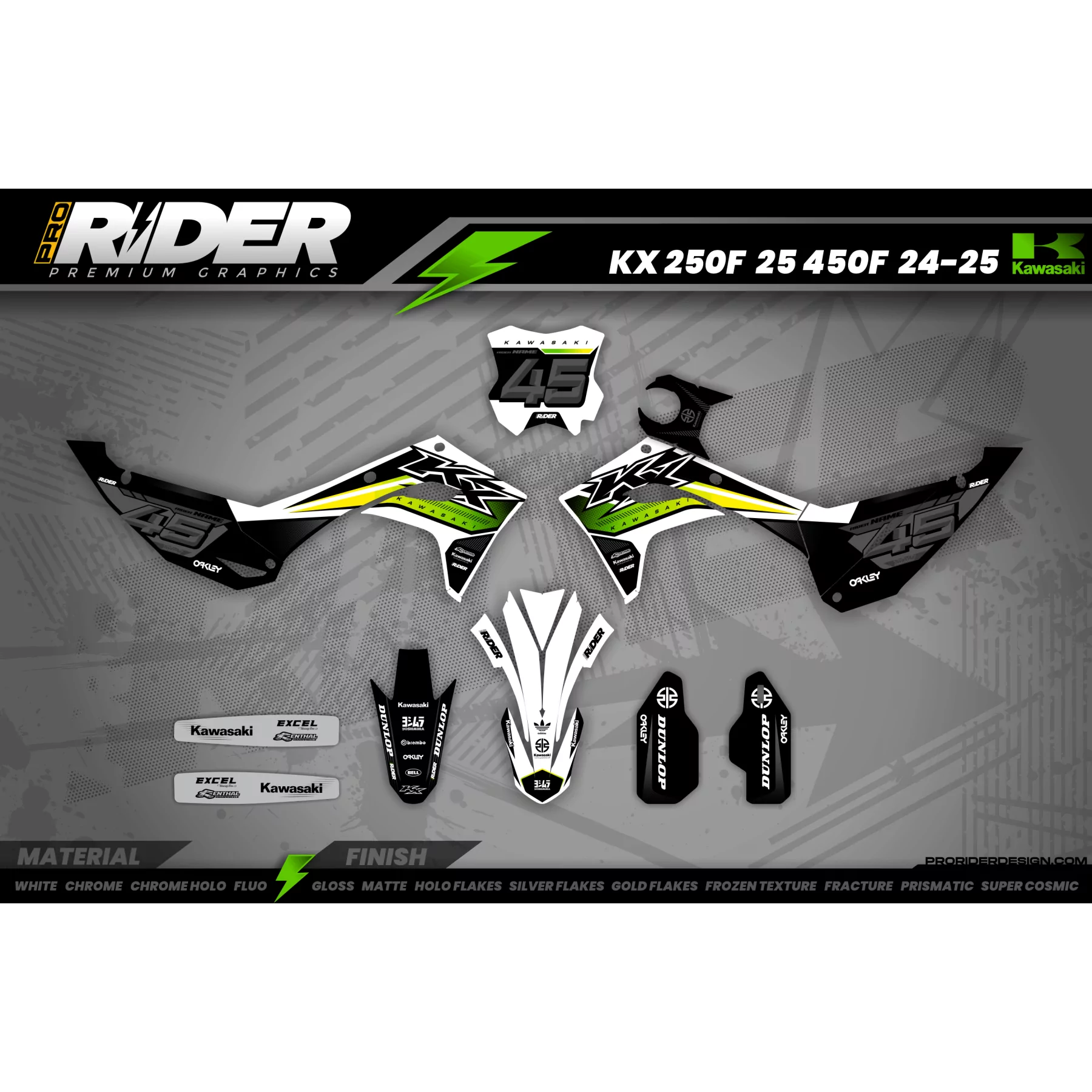 Kit adesivos moto KIT ADESIVOS MOTOCROSS KAWASAKI | Kalix