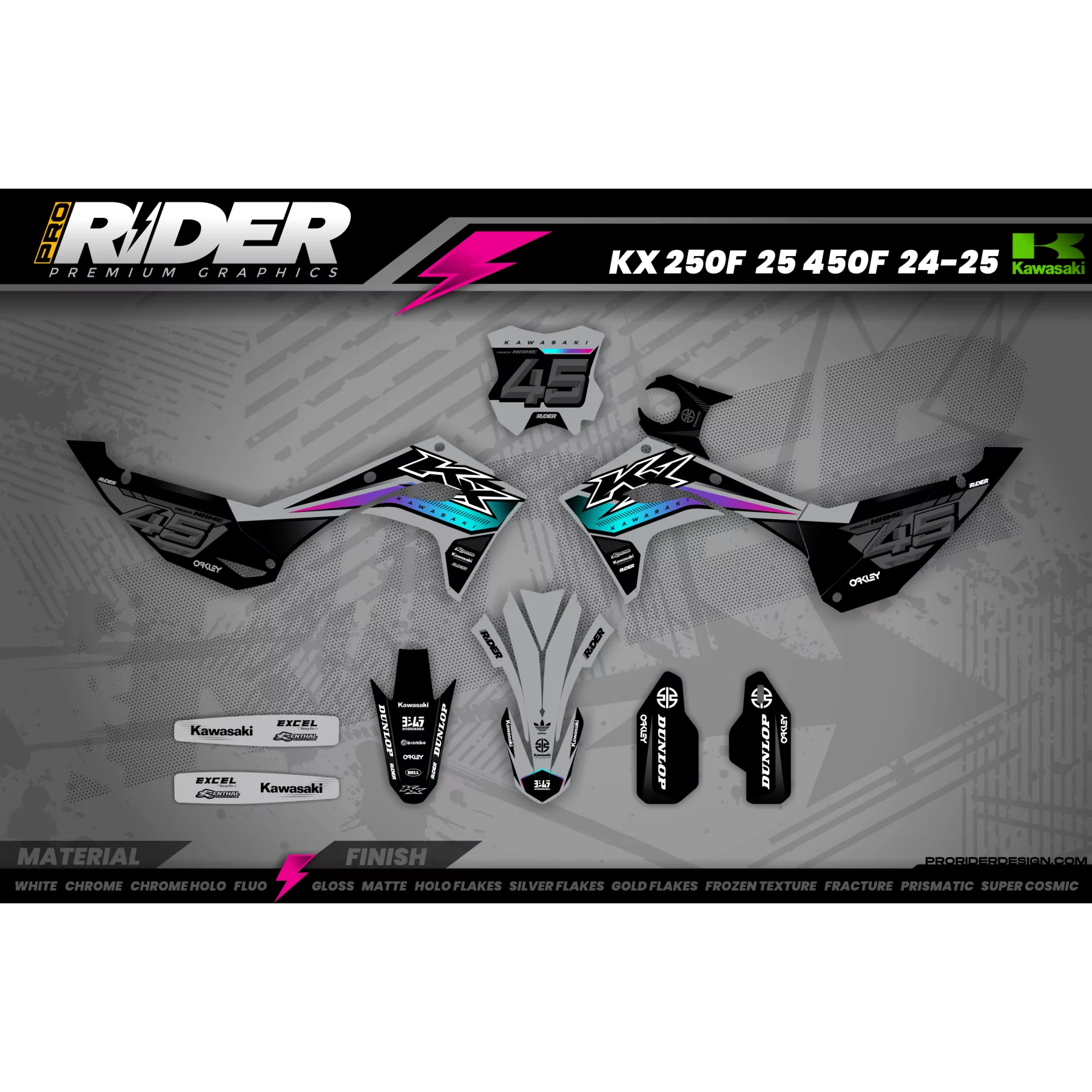 Kit adesivos moto KIT ADESIVOS motocross KAWASAKI | Kavix
