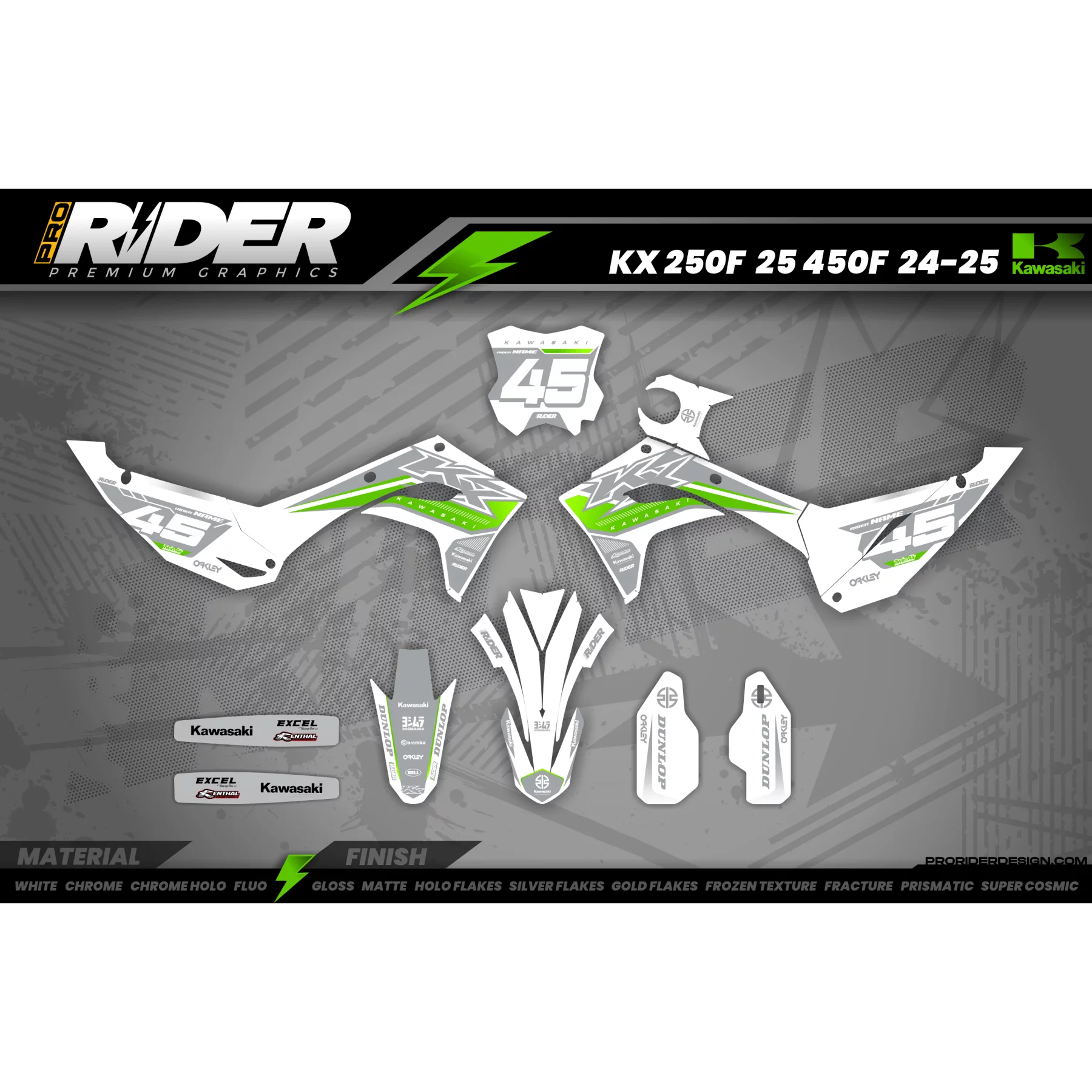 Stickerset moto STICKERSET motocross KAWASAKI | Galax