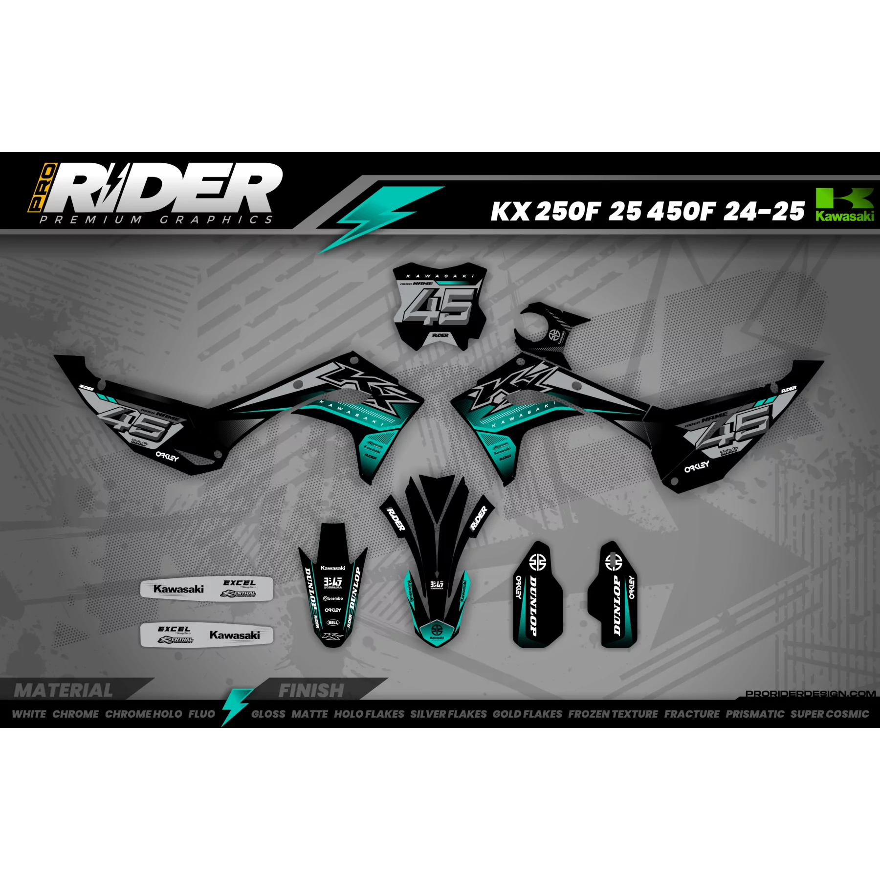 Kit adesivos moto KIT ADESIVOS MOTOCROSS KAWASAKI | Krypton