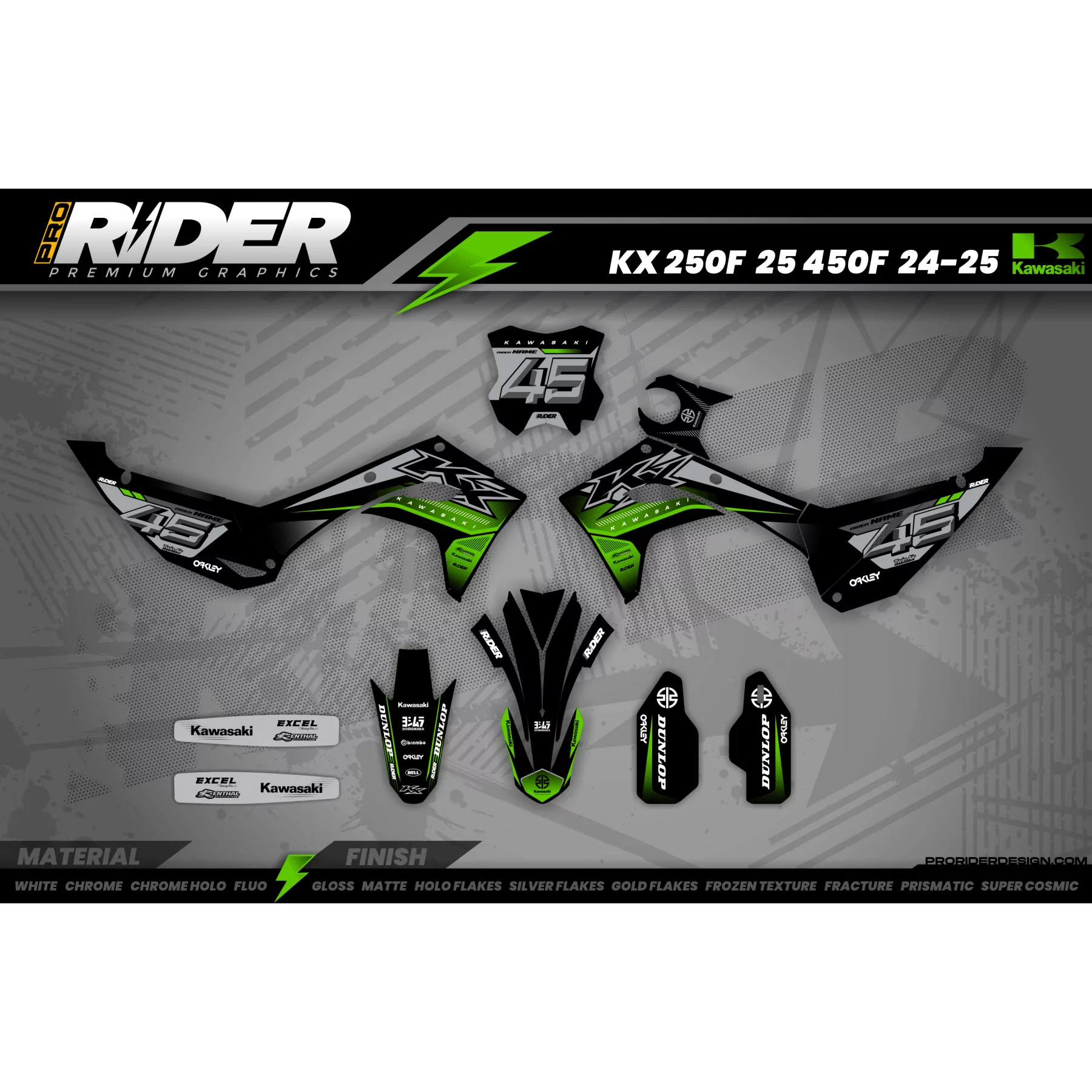 Stickerset moto STICKERSET MOTOCROSS KAWASAKI | Focusa
