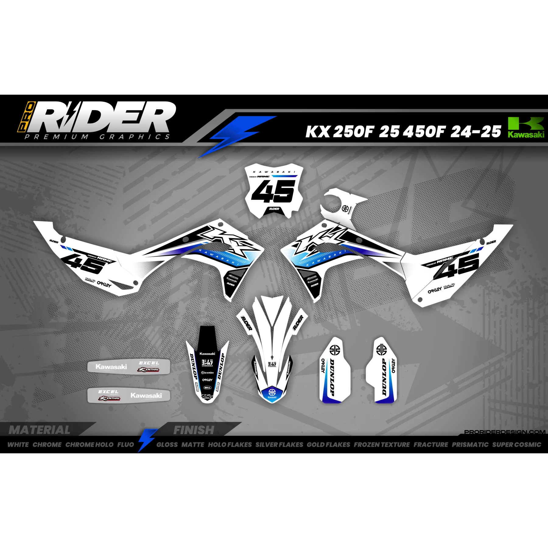 Kit adhesivos moto KIT ADHESIVOS MOTOCROSS KAWASAKI 