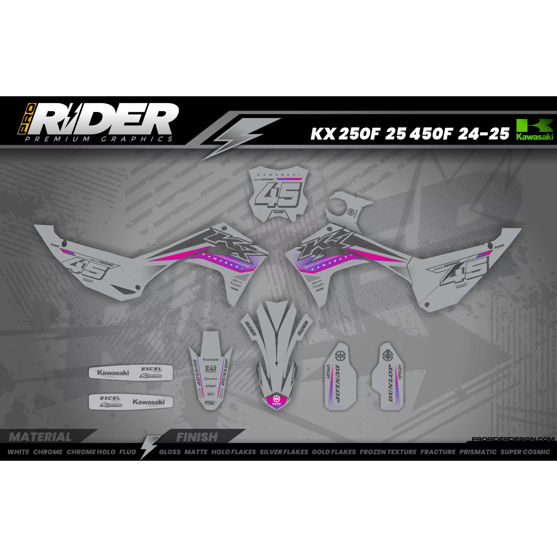 Stickerset moto STICKERSET MOTOCROSS KAWASAKI | Flowix