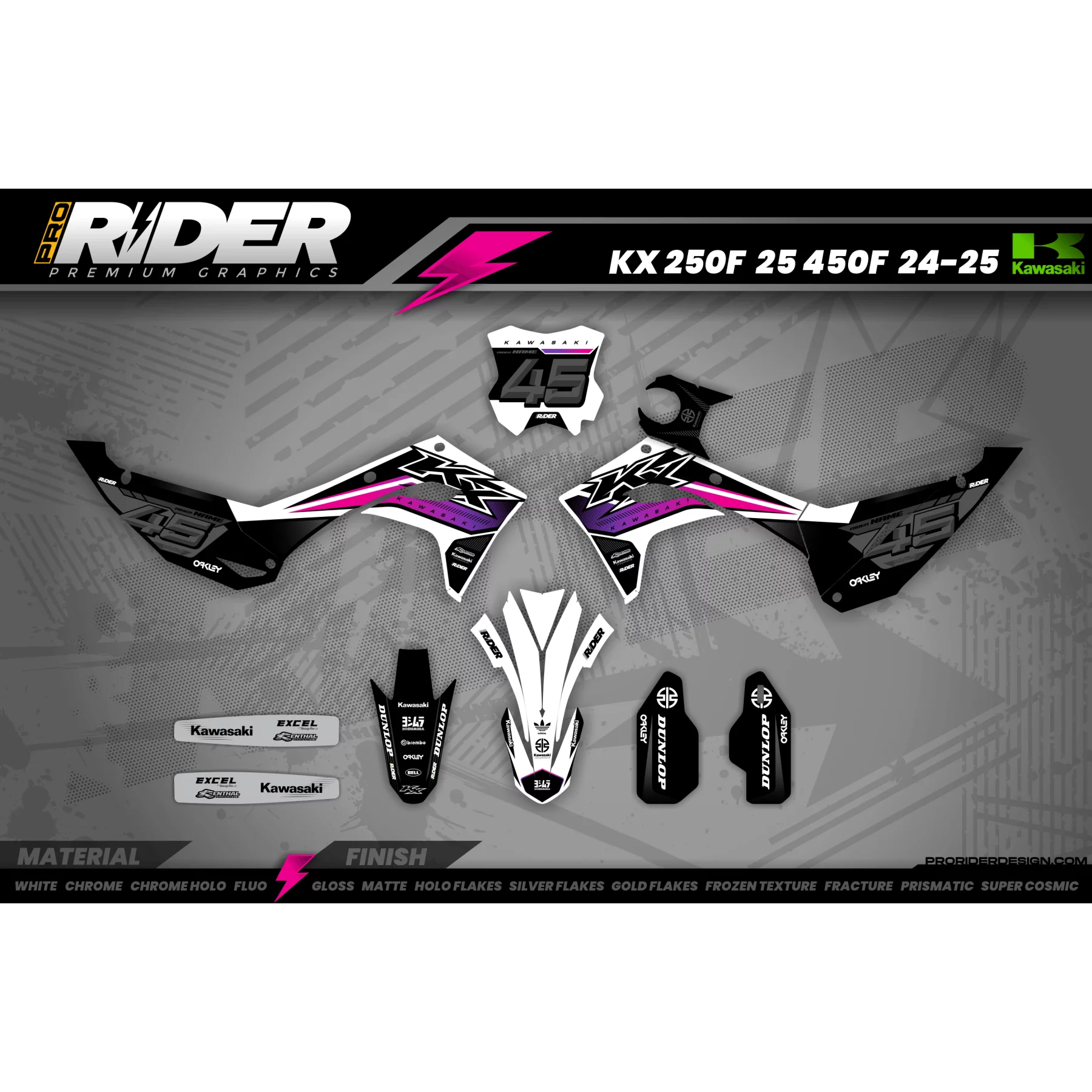 Stickerset moto STICKERSET MOTOCROSS KAWASAKI | Kolax