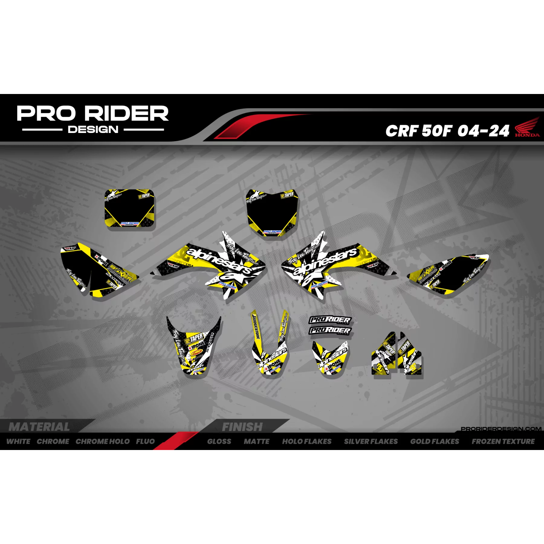 Dekor Motorrad DEKOR Motocross ALPINESTARS Gelb (ref:prda4e) - 3D