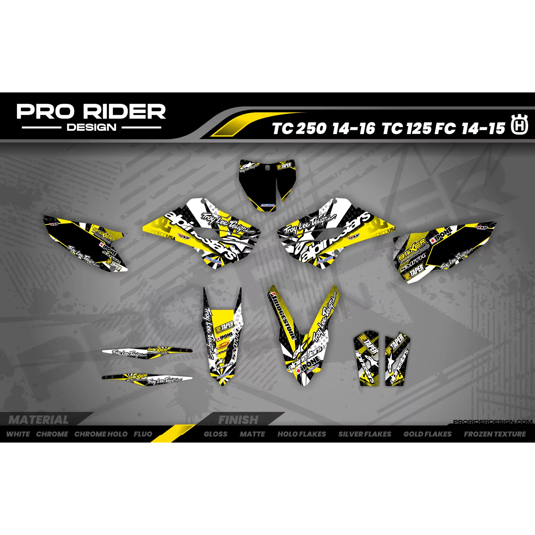 Dekor Motorrad DEKOR Motocross ALPINESTARS Gelb (ref:prda4e) - 3D