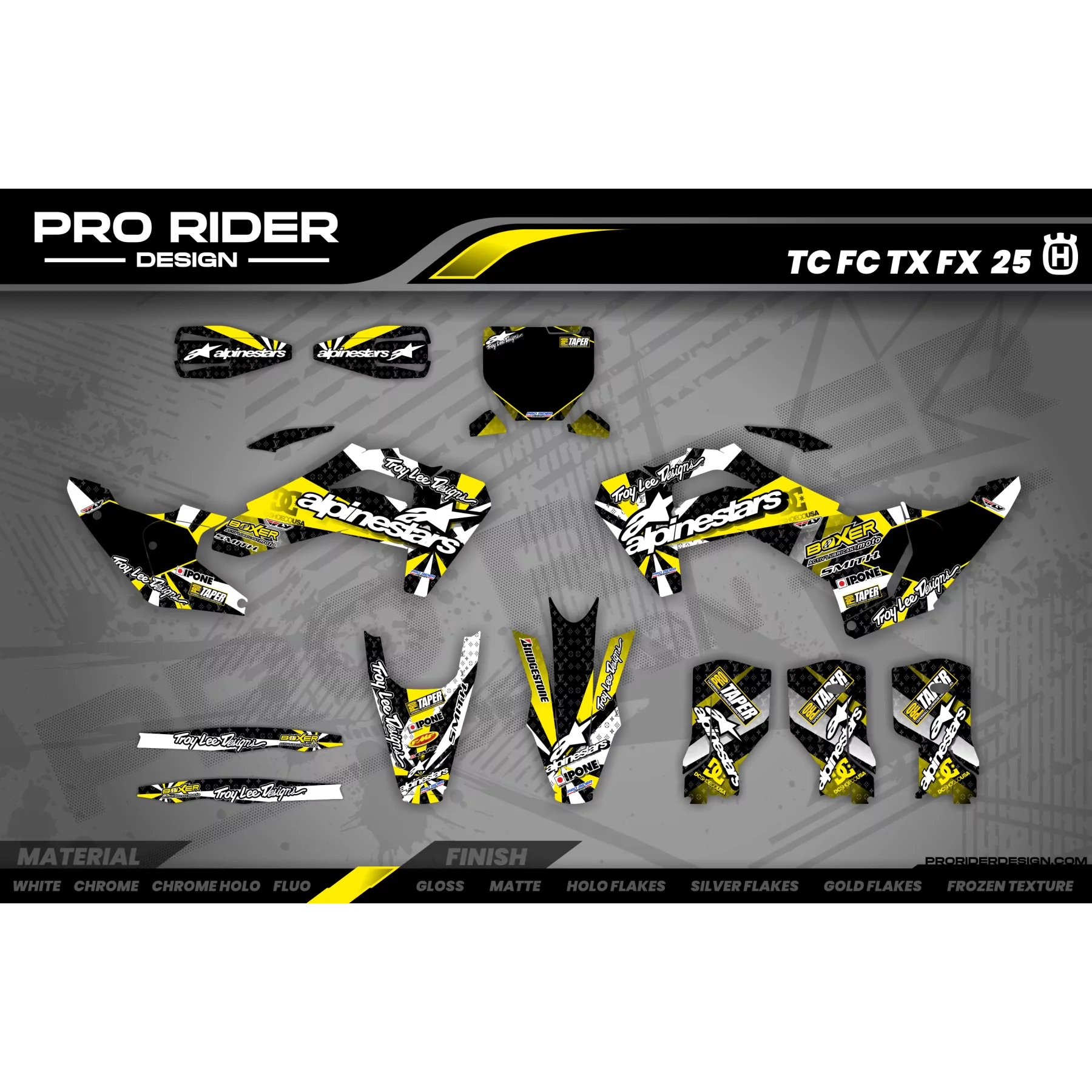 Dekor Motorrad DEKOR Motocross ALPINESTARS Gelb (ref:prda4e) - 3D