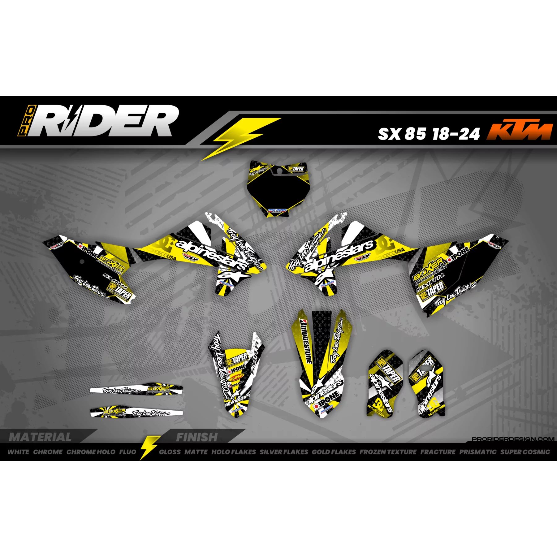 Dekor Motorrad DEKOR Motocross ALPINESTARS Gelb (ref:prda4e) - 3D