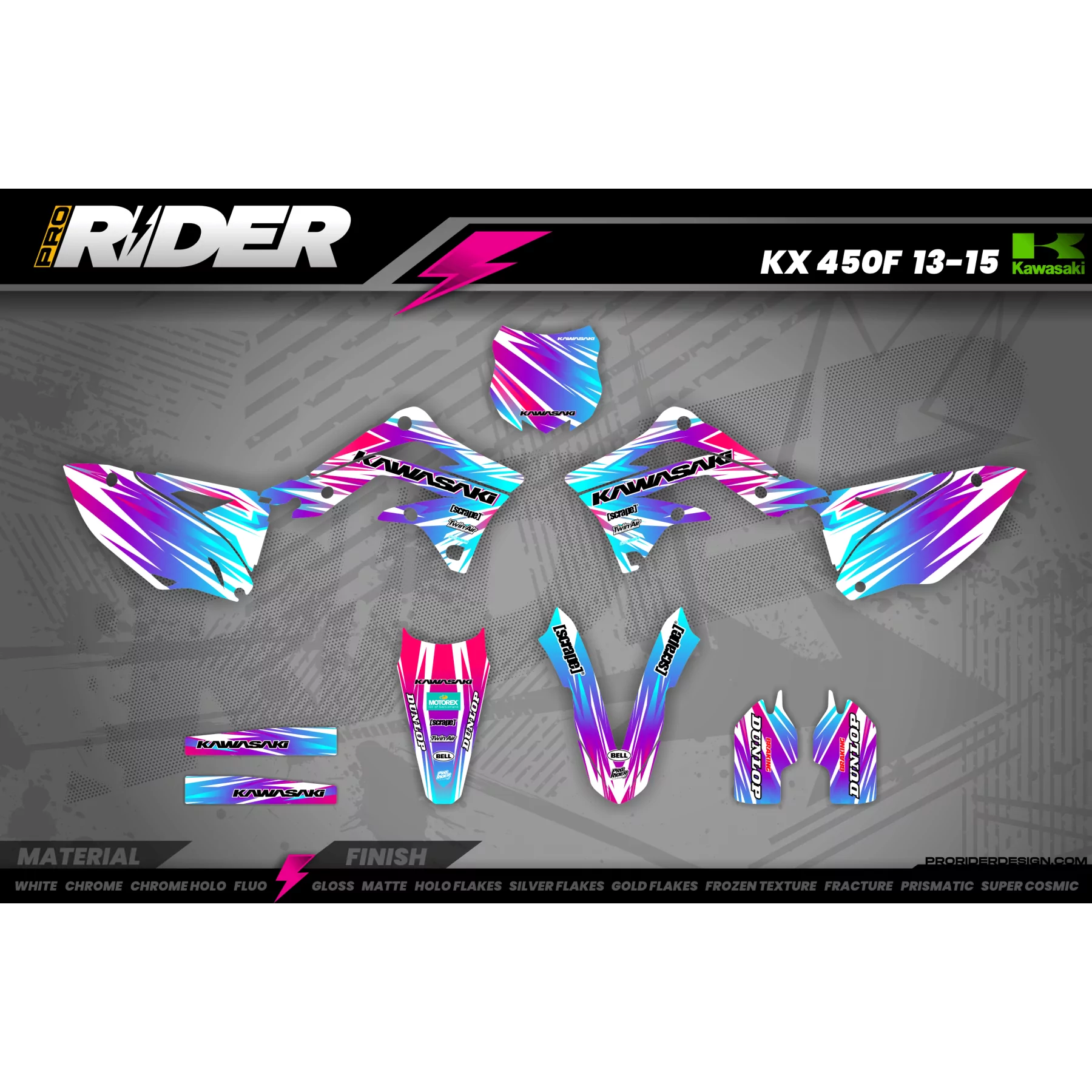 Stickerset motor Stickerset MOTOCROSS KAWASAKI SAVAGE