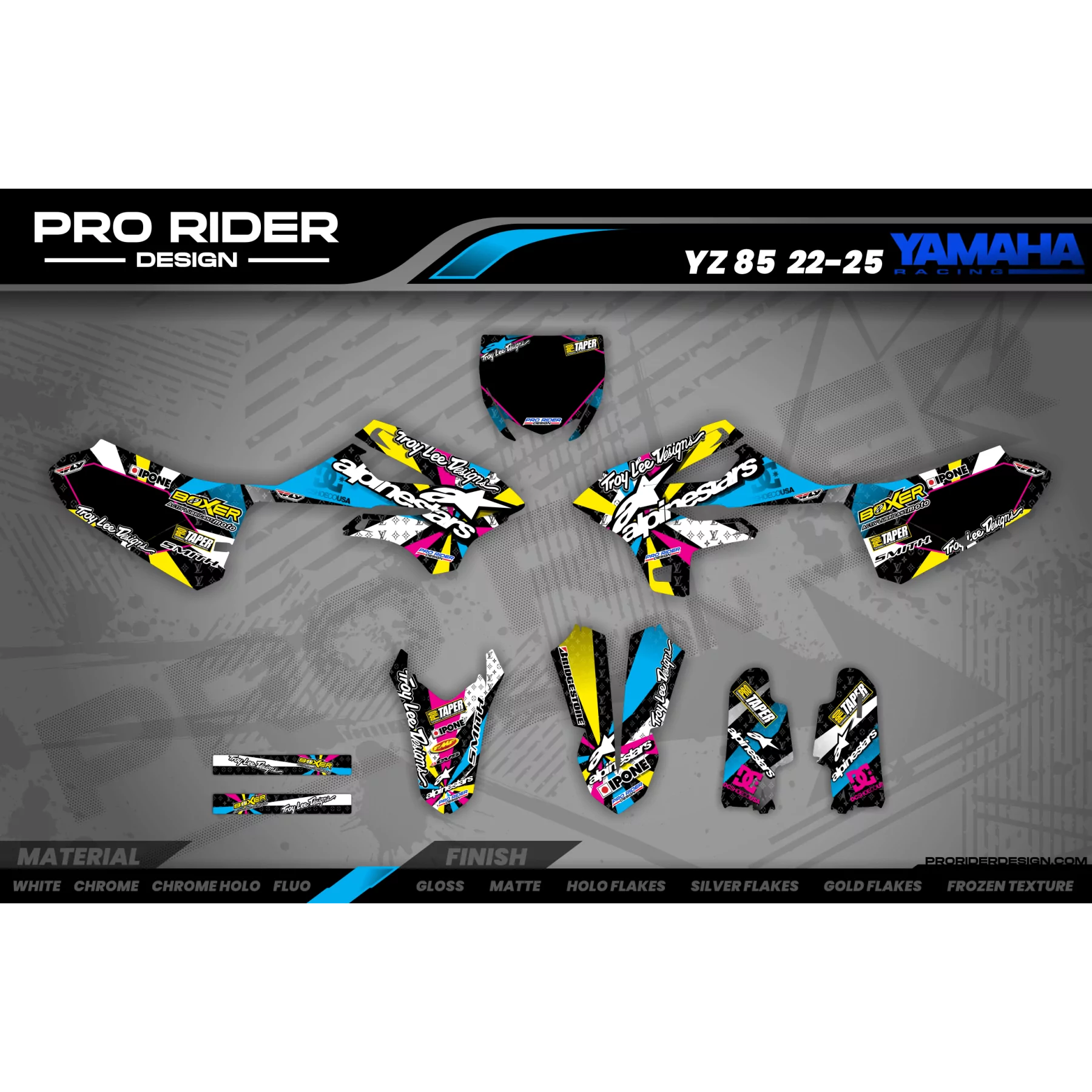 Motorstickerset STICKERSET VOOR MOTOCROSS OP MAAT ALPINESTARS MULTI (ref:prda4a) 3D