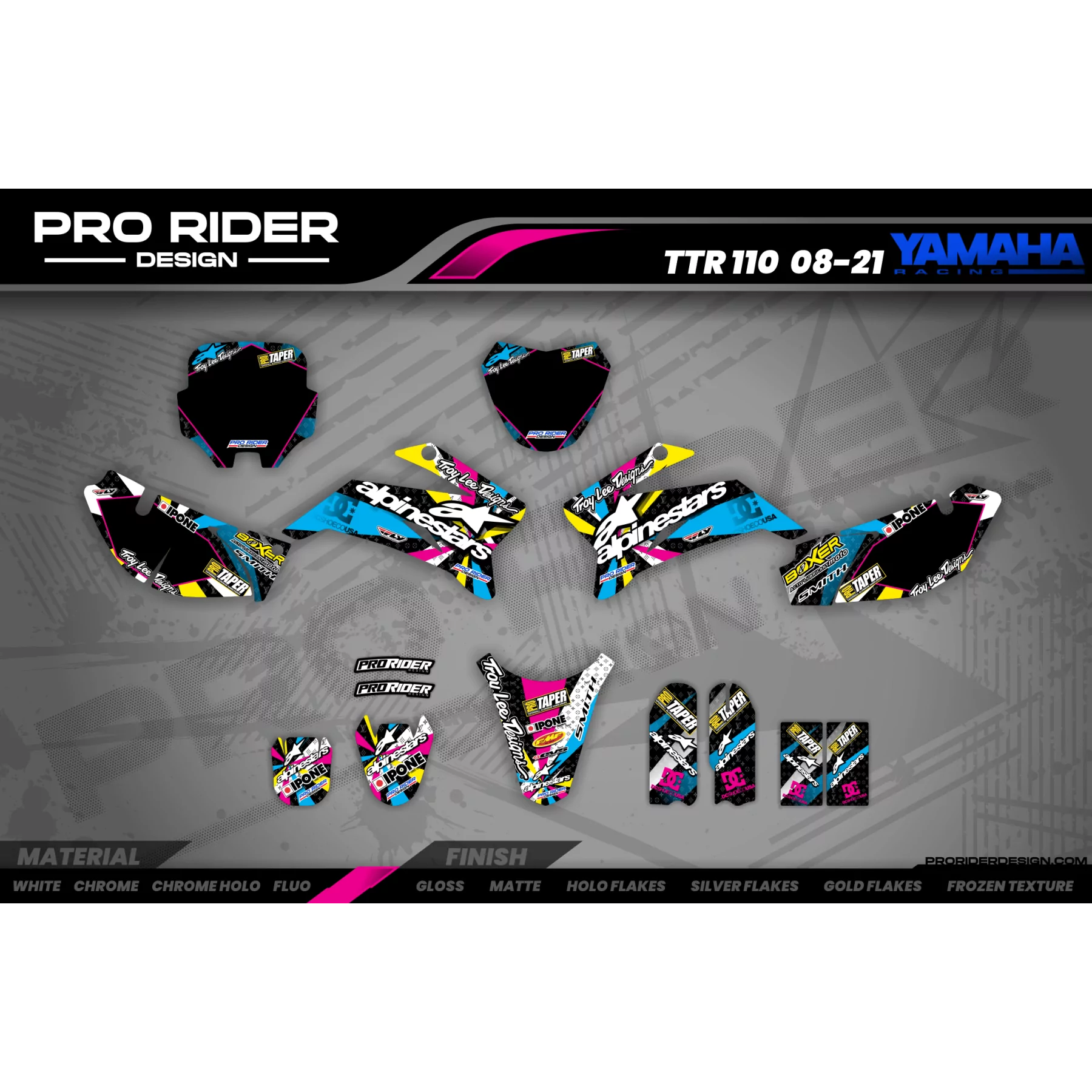 Motorrad-Dekor PERSONALISIERTES MOTOCROSS-DEKOR ALPINESTARS MULTI (ref:prda4a) 3D