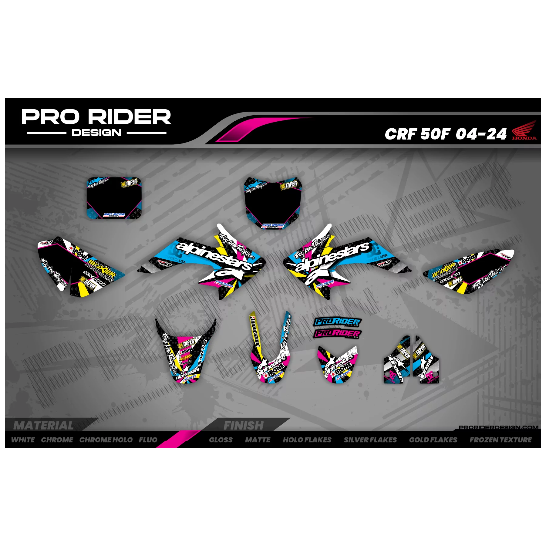 Motorstickerset STICKERSET VOOR MOTOCROSS OP MAAT ALPINESTARS MULTI (ref:prda4a) 3D