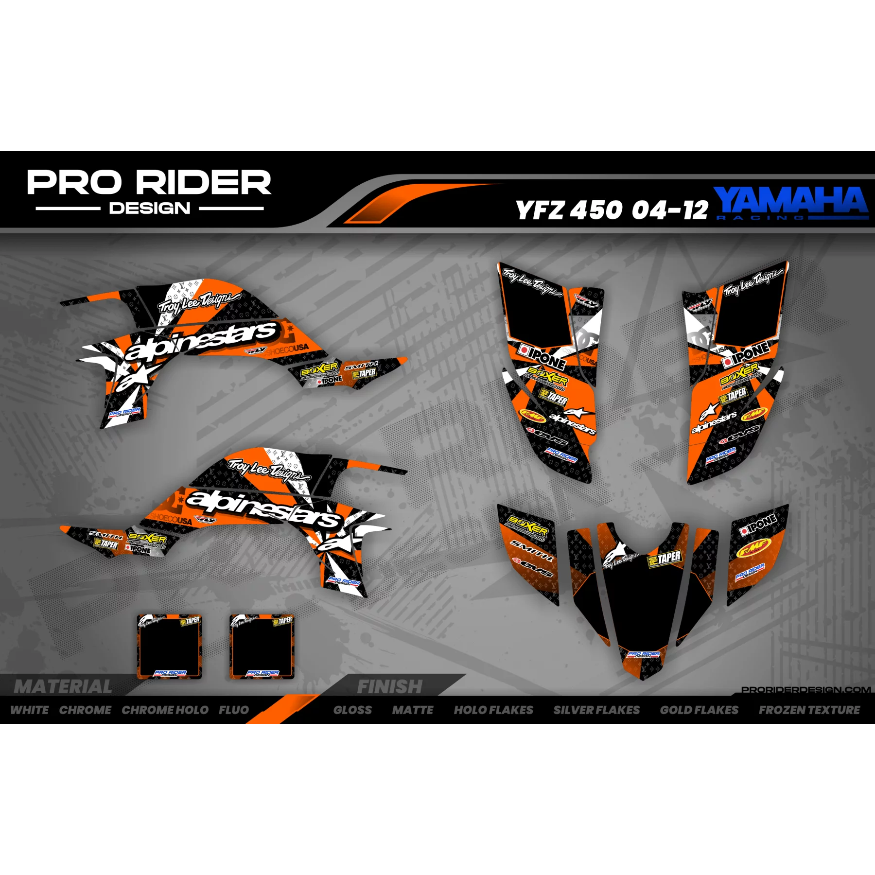 Kit adesivos moto KIT ADESIVOS Motocross PERSO ALPINESTARS laranja (ref:prda4f) 3D