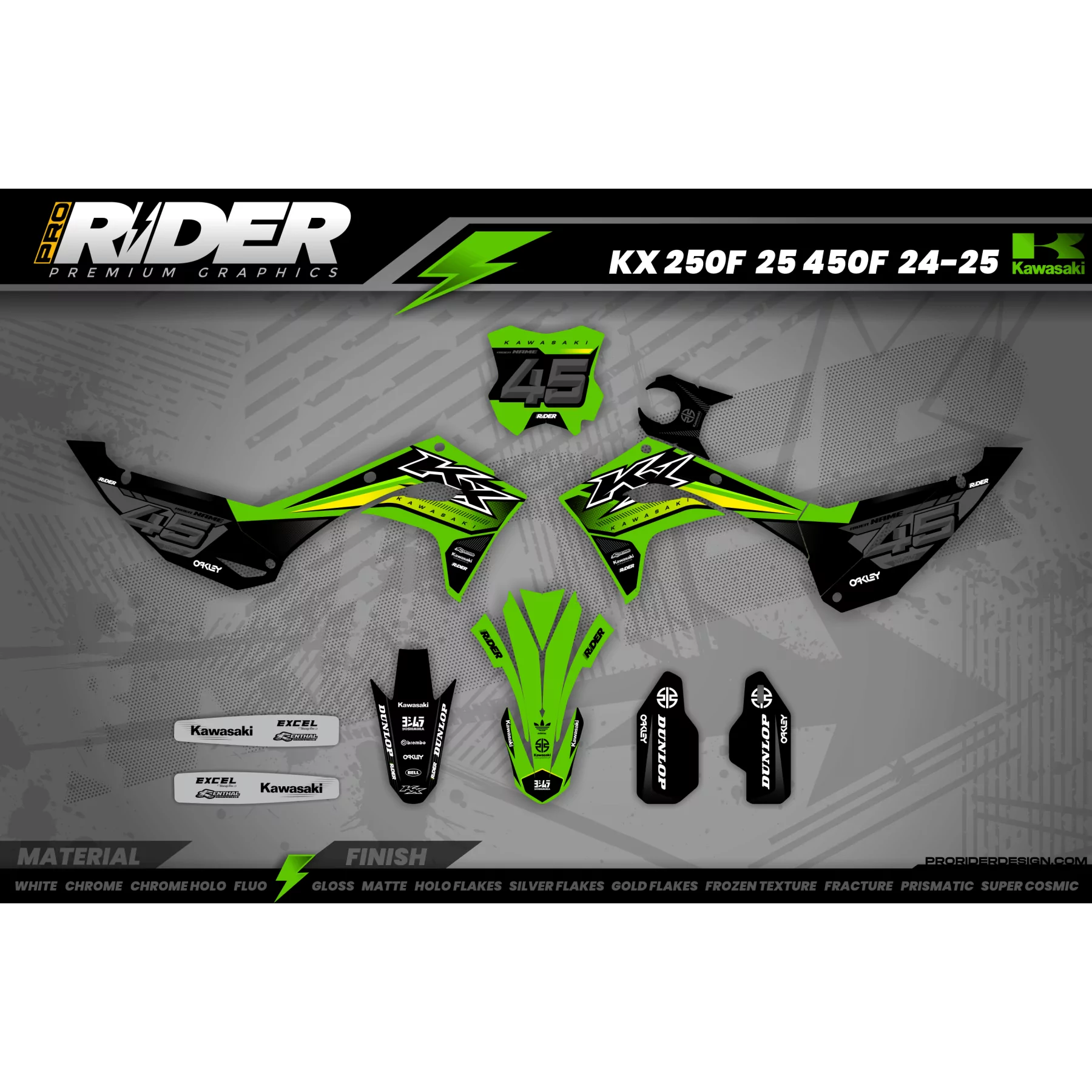 Stickerset motor STICKERSET MOTOCROSS KAWASAKI | Overload
