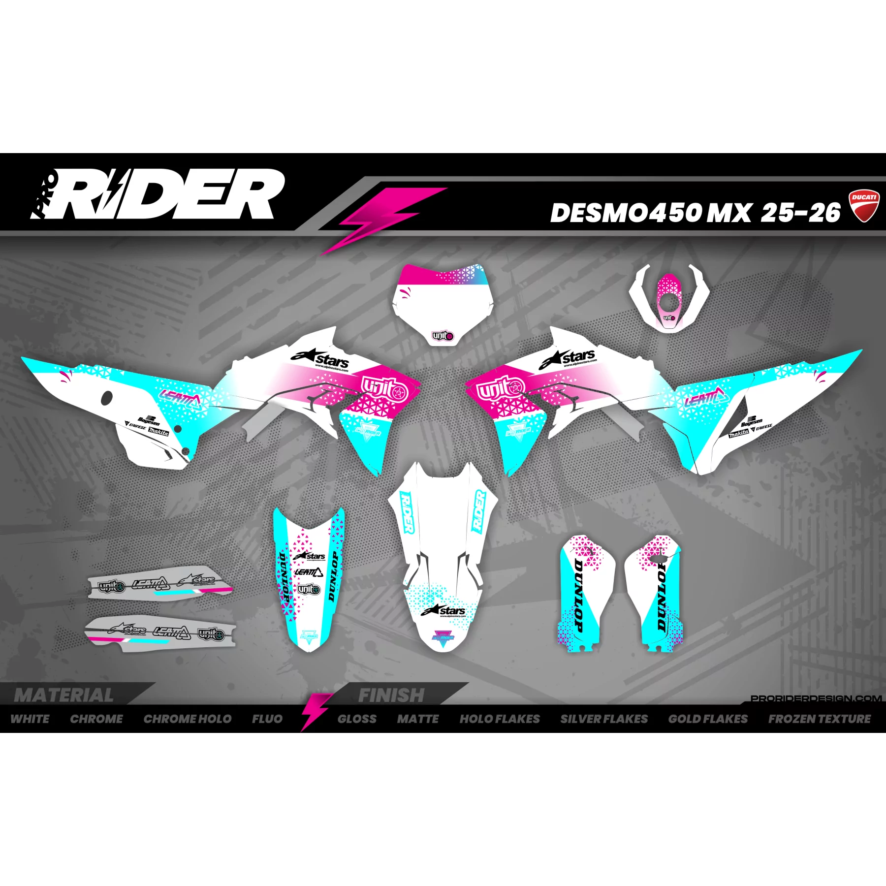 Kit adesivos moto KIT ADESIVOS MOTOCROSS DUCATI | Unit white
