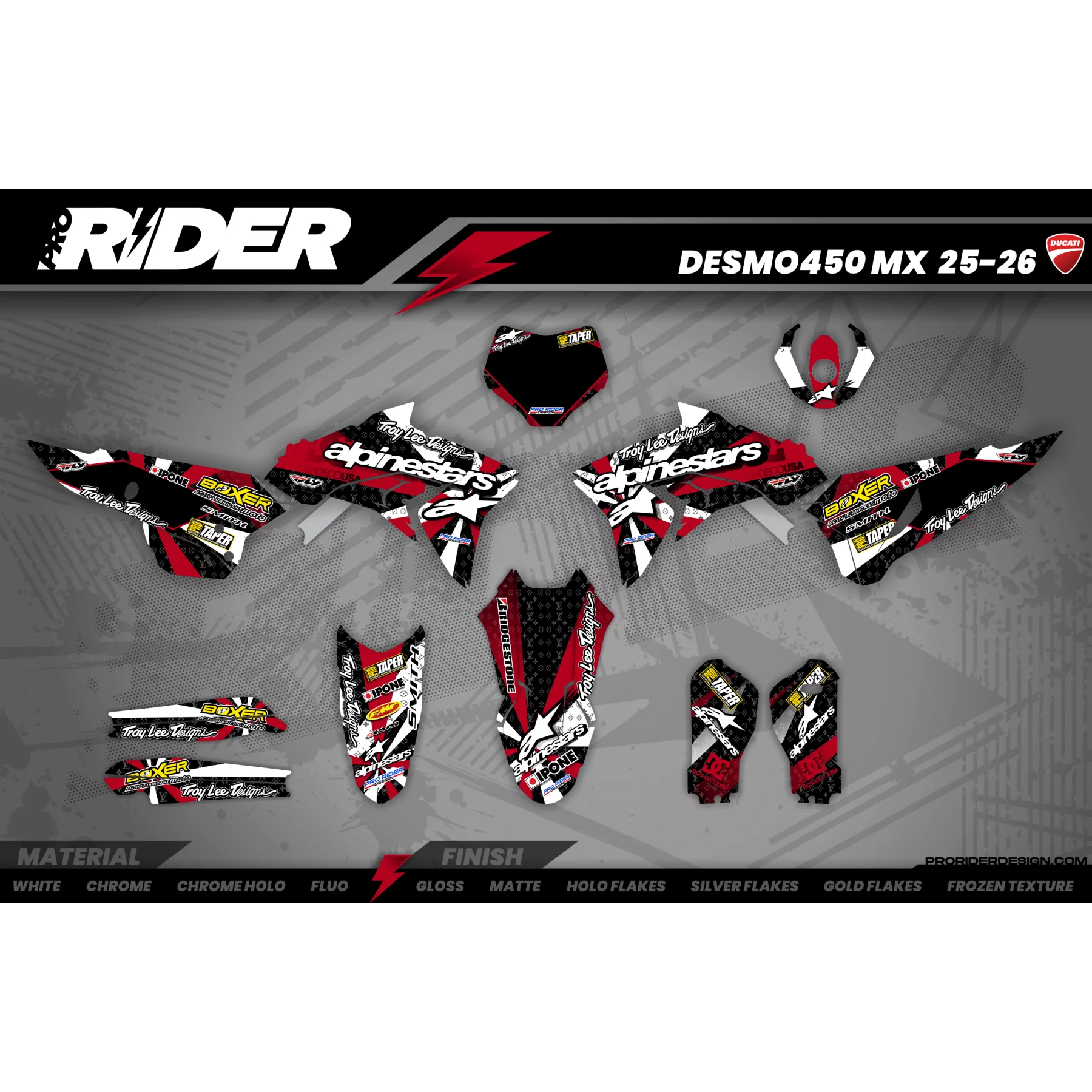 Kit adesivos moto Kit adesivos MOTOCROSS DUCATI | Alpinestars vermelho
