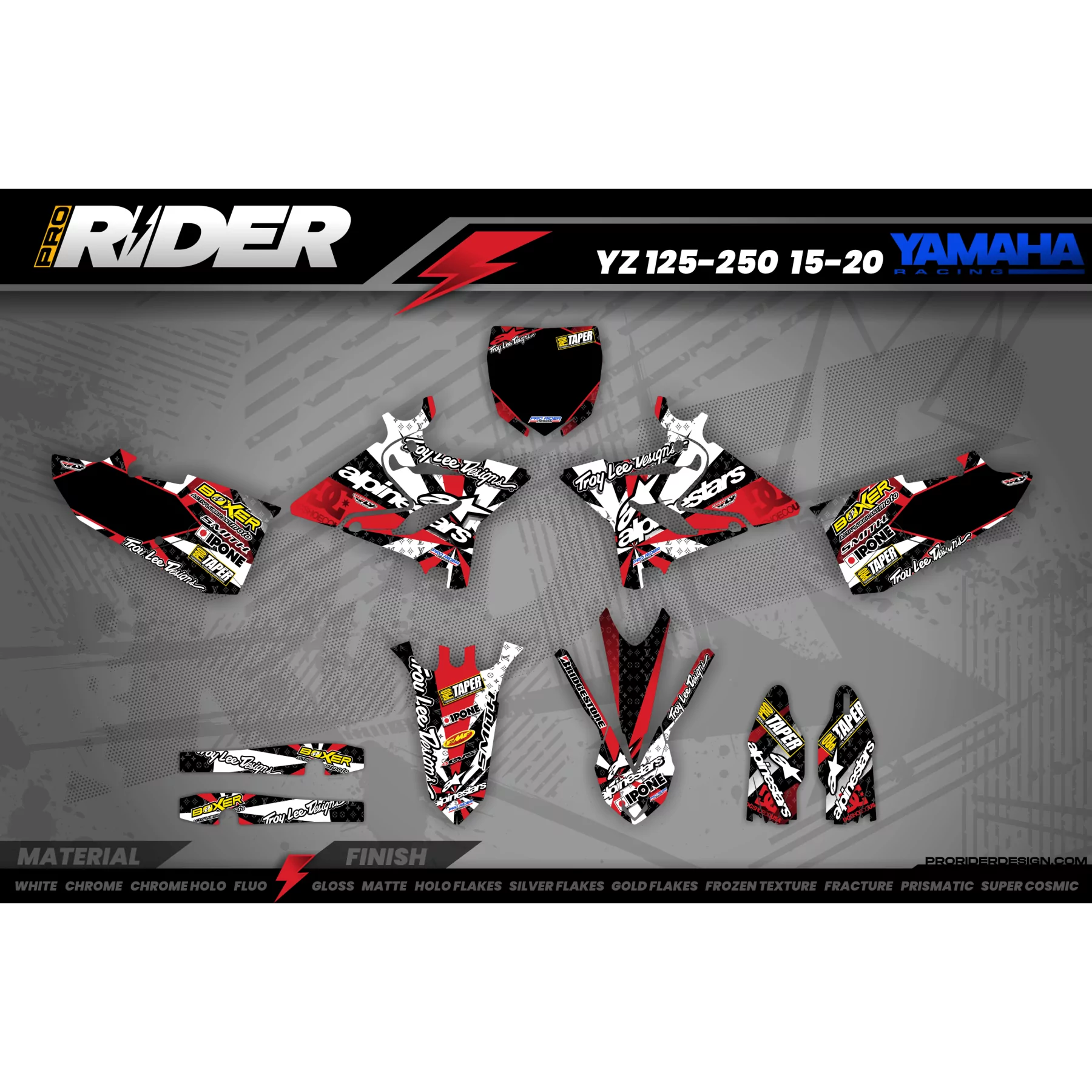 Grafiche per moto GRAFICHE MOTOCROSS PERSONALIZZATE ALPINESTARS rosse (rif.:prda4c) 3D