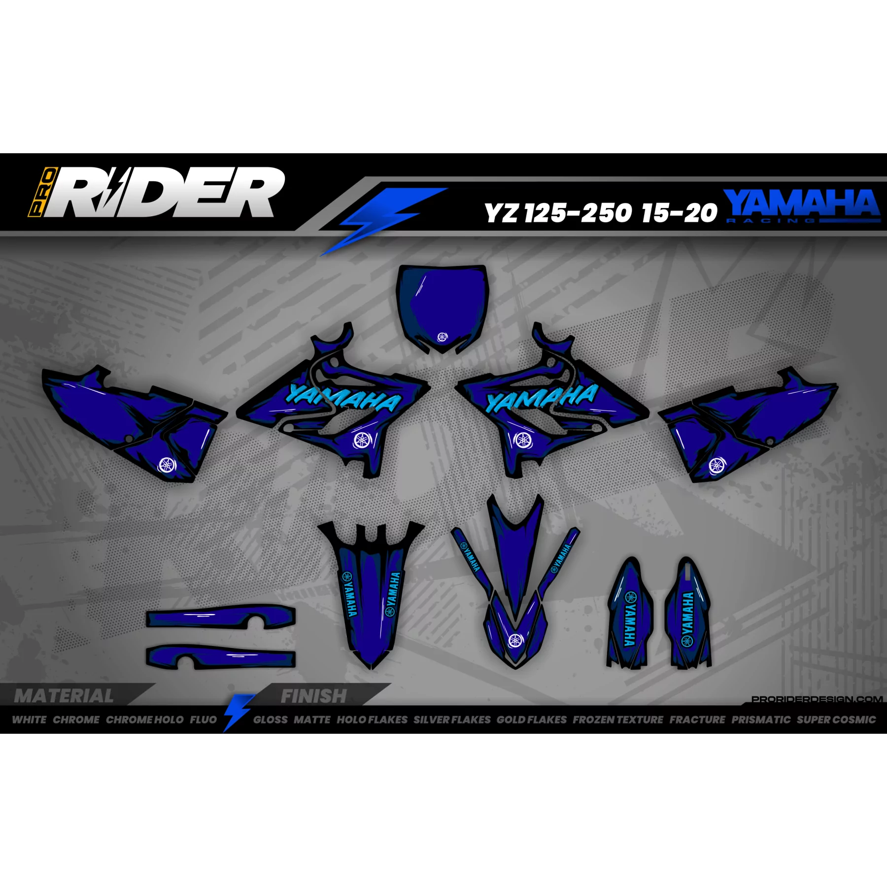 Motorstickerset STICKERSET Motocross YAMAHA CARTOON MANGA BRUSH BLACK/BLUE