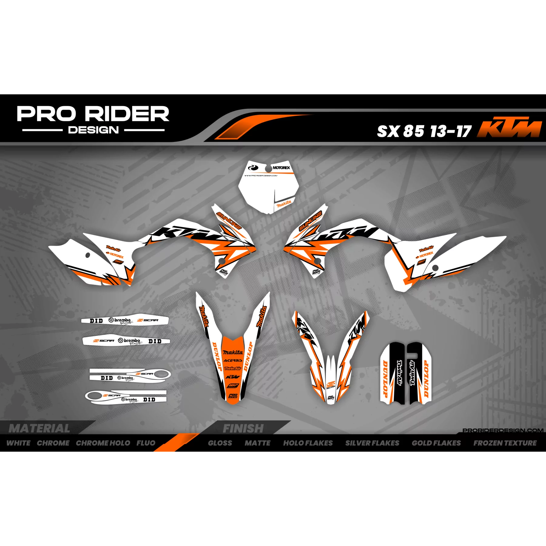 Kit adesivos moto KIT ADESIVOS Motocross para KTM PERSO TRASH ORANGE