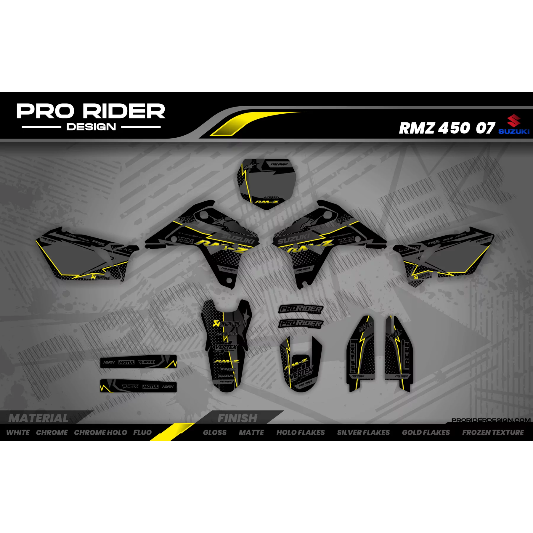 Kit adesivos moto KIT ADESIVOS Motocross SUZUKI VERTEX BLACK