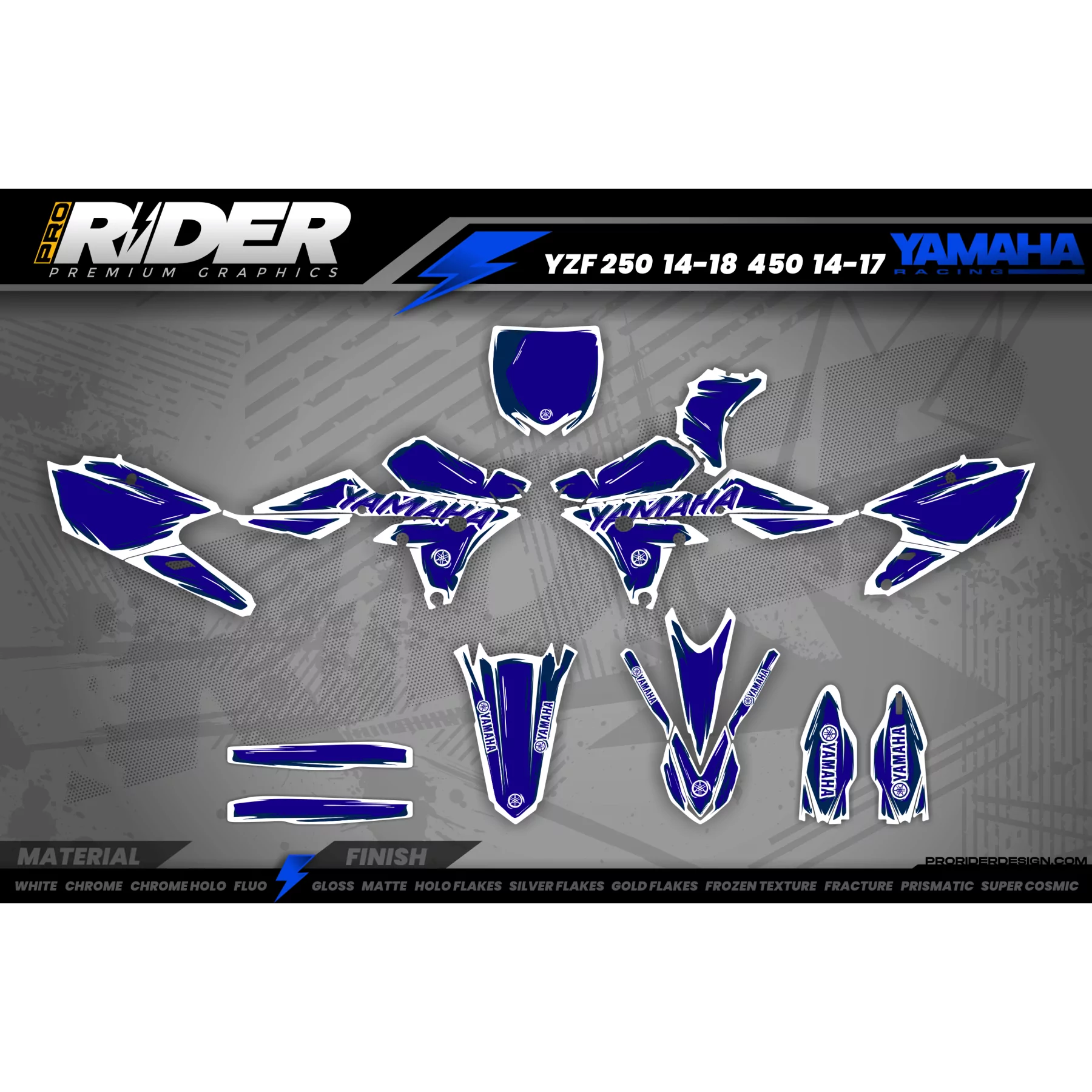 Motorrad Dekor KIT Dekor Motocross YAMAHA CARTOON MANGA BRUSH WHITE/BLUE