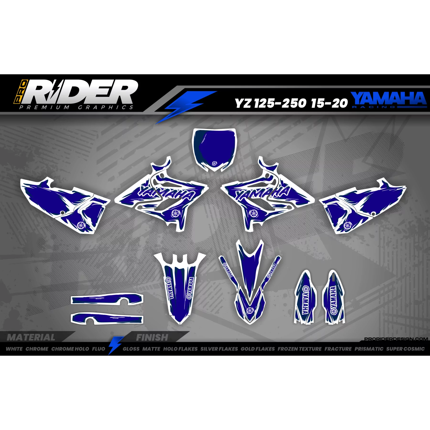 Motorrad Dekor KIT Dekor Motocross YAMAHA CARTOON MANGA BRUSH WHITE/BLUE