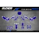 Motorrad Dekor KIT Dekor Motocross YAMAHA CARTOON MANGA BRUSH WHITE/BLUE